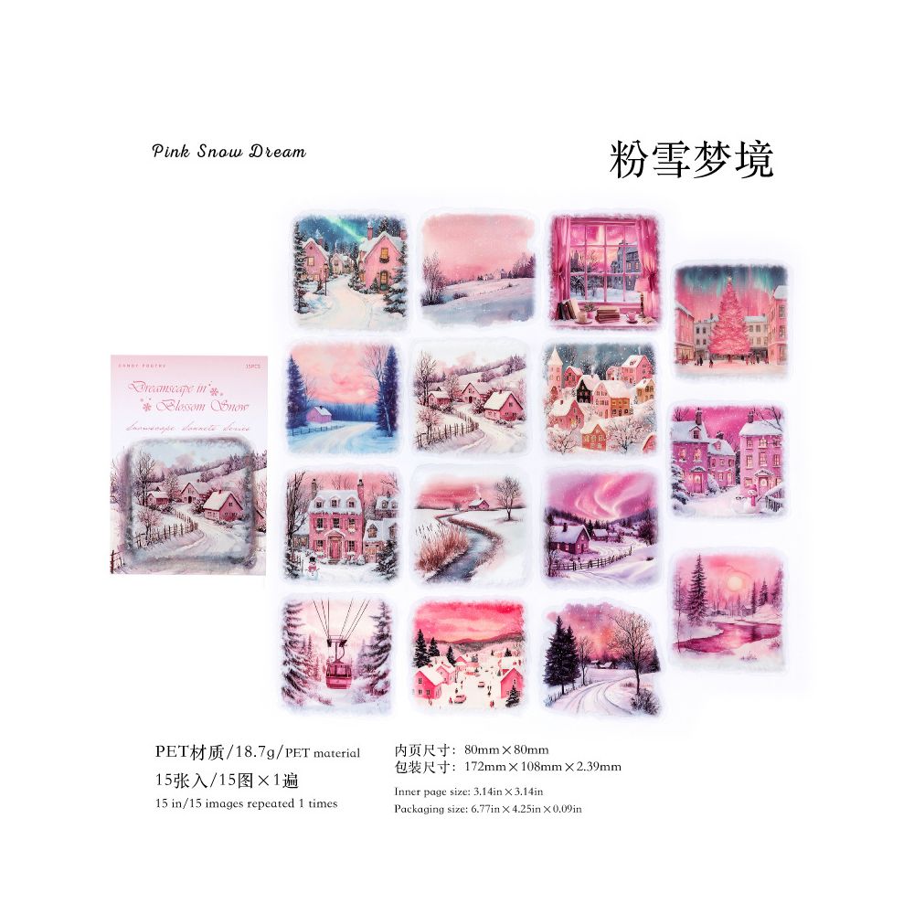 Large Size Landscape PET Sticker Pack 6 Styles 15 Sheets