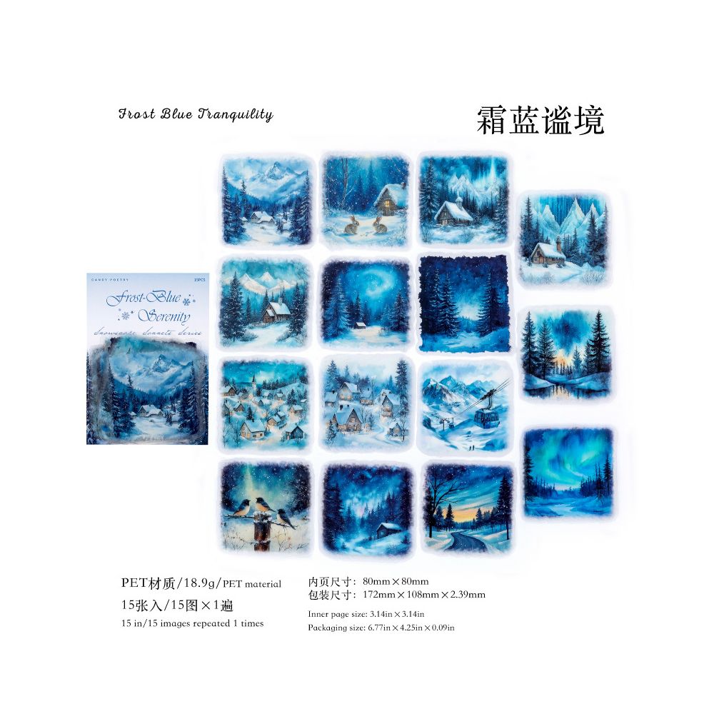 Large Size Landscape PET Sticker Pack 6 Styles 15 Sheets