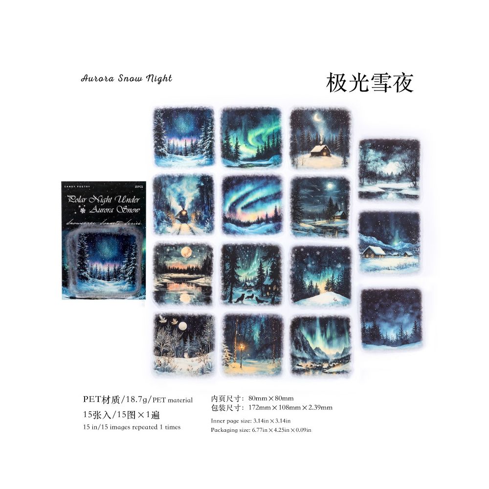 Large Size Landscape PET Sticker Pack 6 Styles 15 Sheets