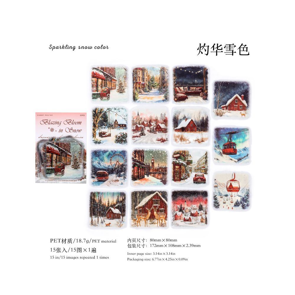 Large Size Landscape PET Sticker Pack 6 Styles 15 Sheets