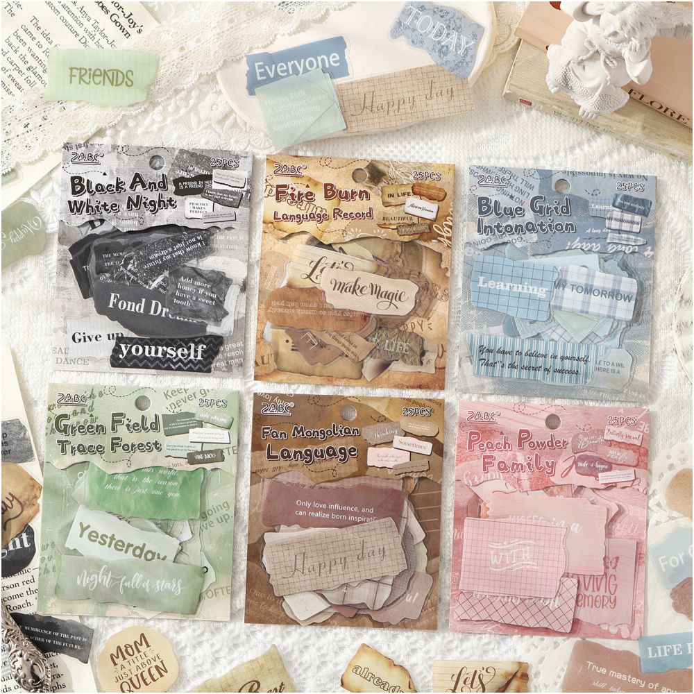 Vintage English Labels Quotes PET Stickers 25 Stickers 6 Designs image 0