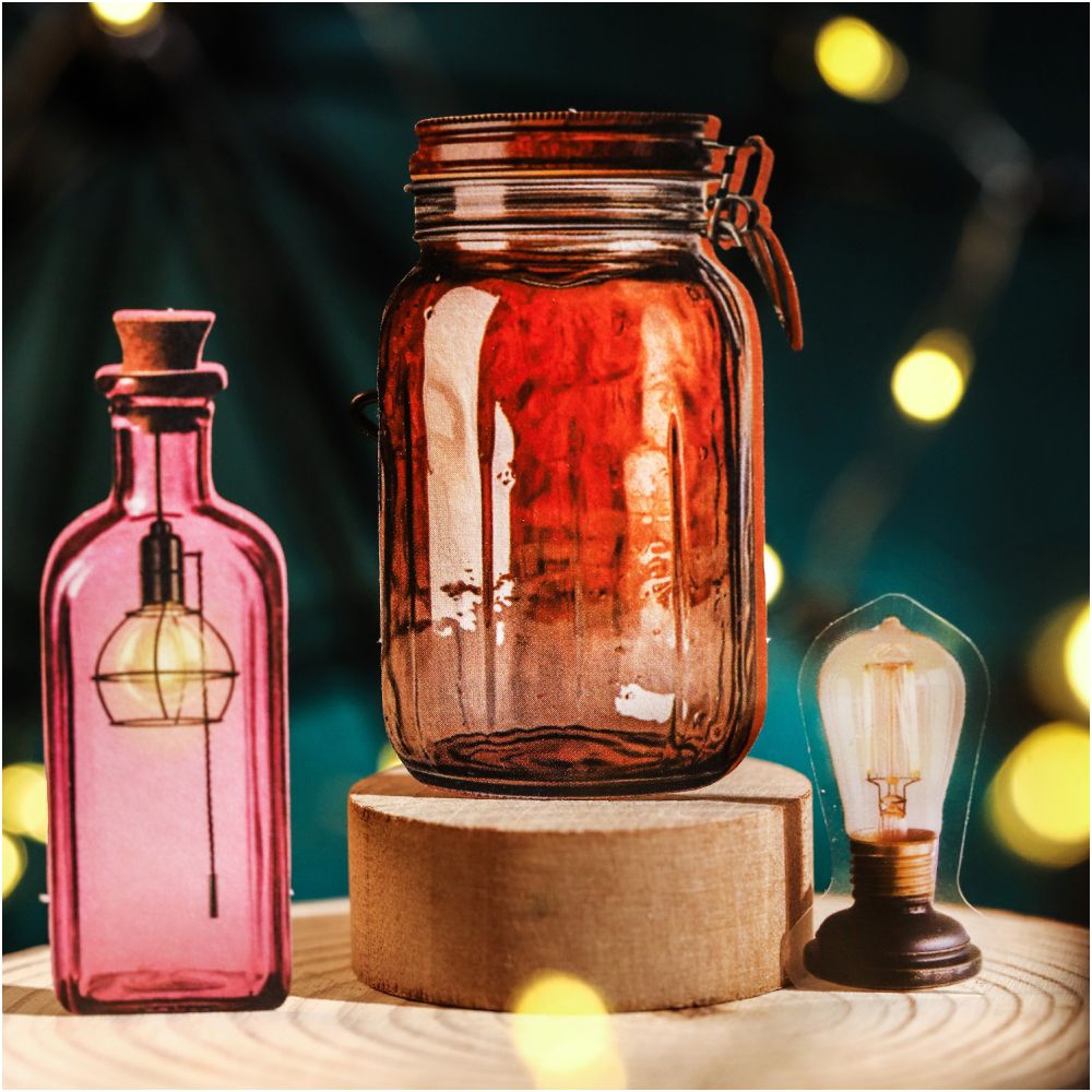 Starlight Series Vintage Bottle PET Paper Stickers 15 Sheets 4 Designs image 0