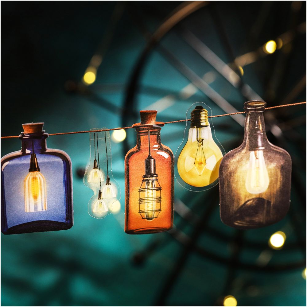 Starlight Series Vintage Bottle PET Paper Stickers 15 Sheets 4 Designs image 1