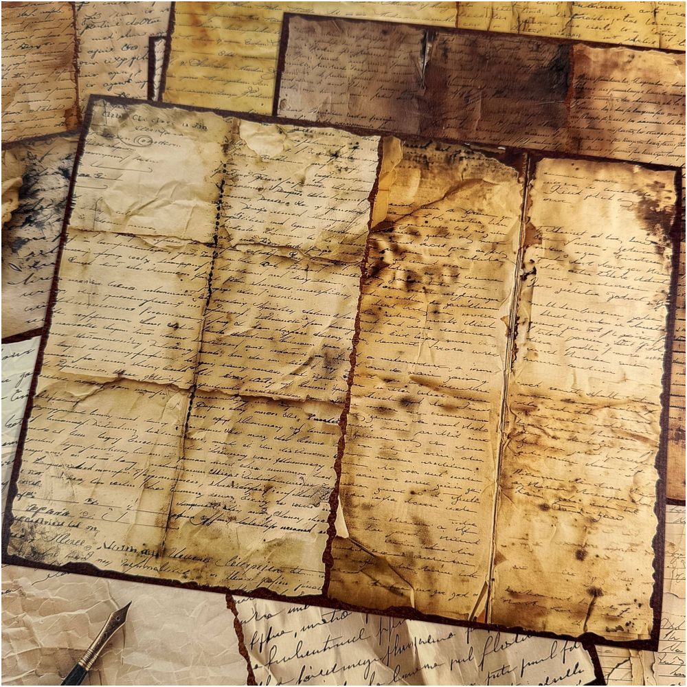 English Old Background Paper 14cm x 18cm 10 Sheets image 4