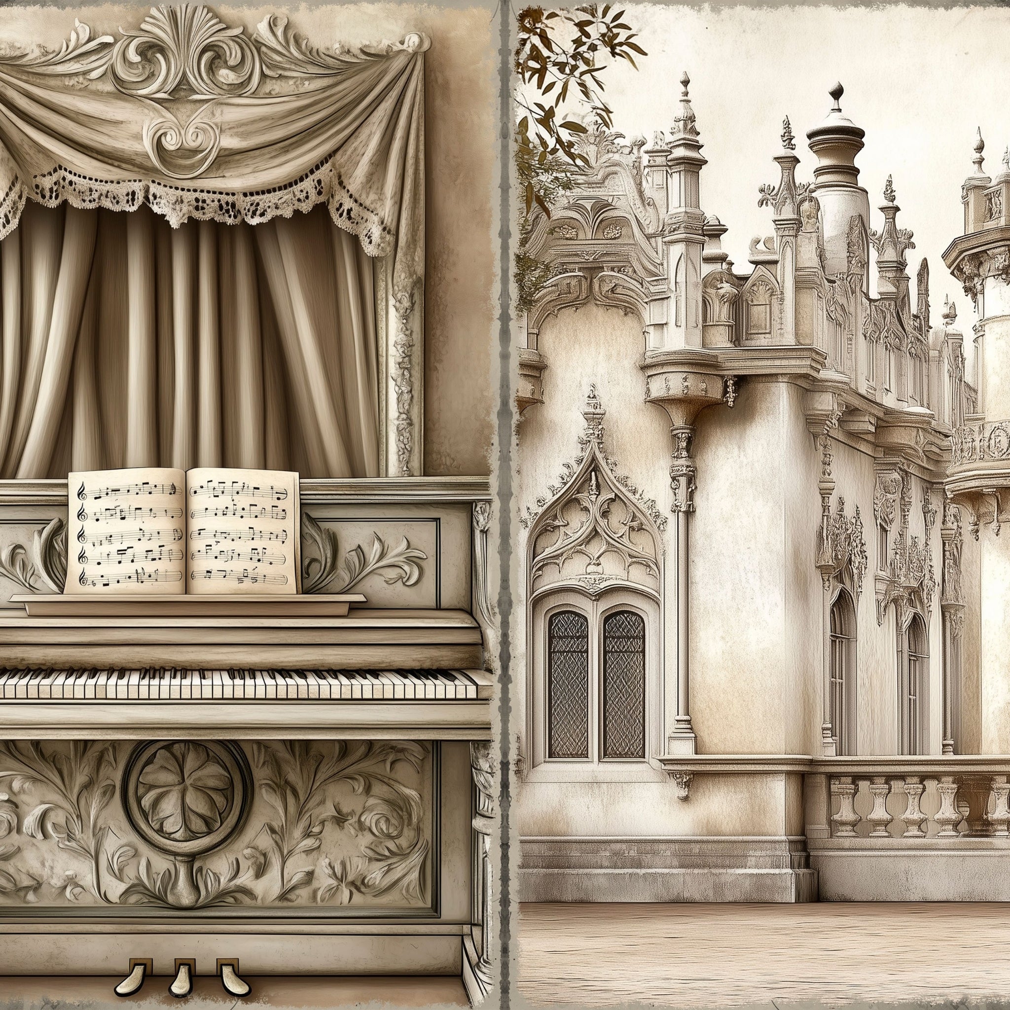 LunicArtDesign Gothic Garden material paper 5.5 x 8.5 inches 20 different sheets