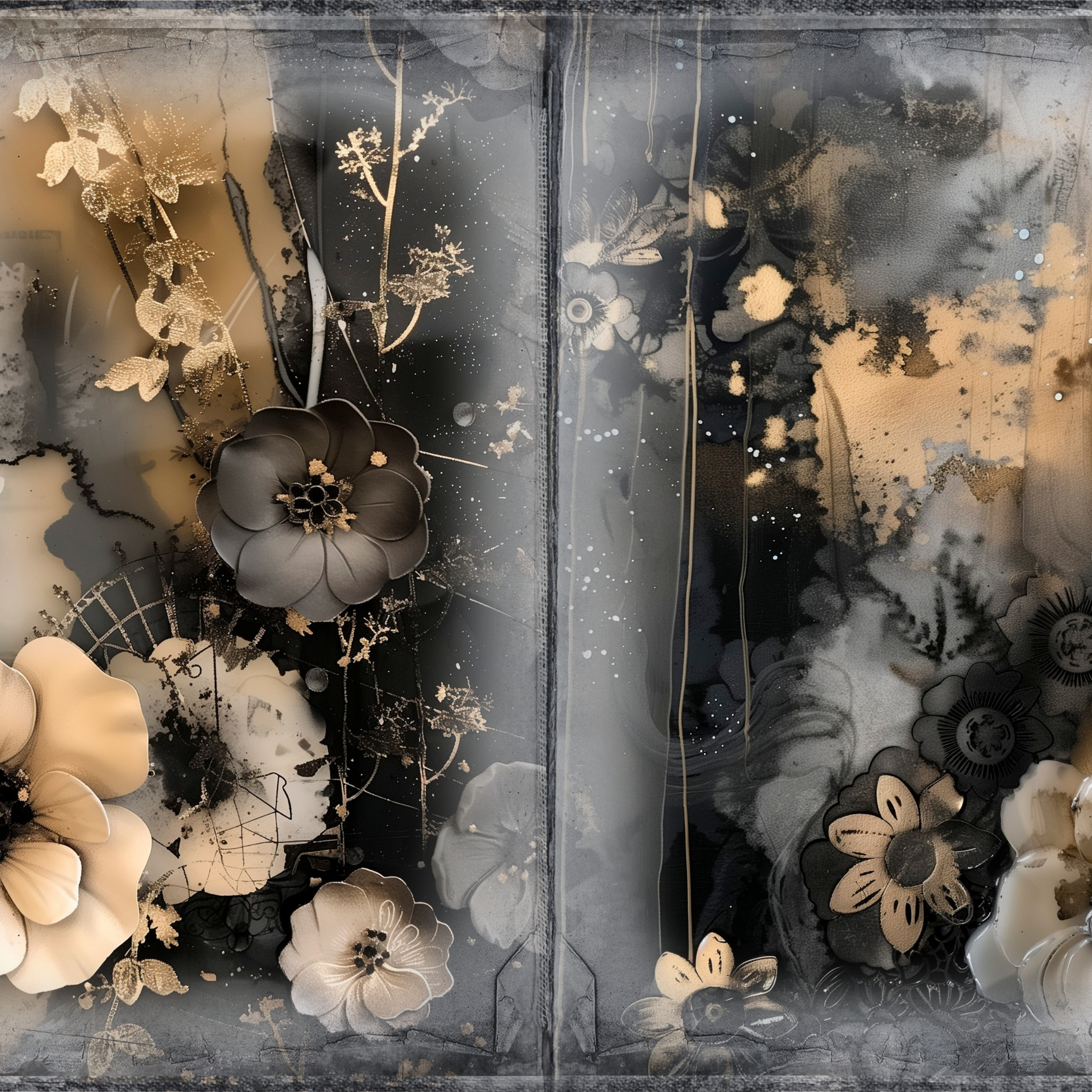 LunicArtDesign Dark Flora material paper 5.5 x 8.5 inches 20 different sheets