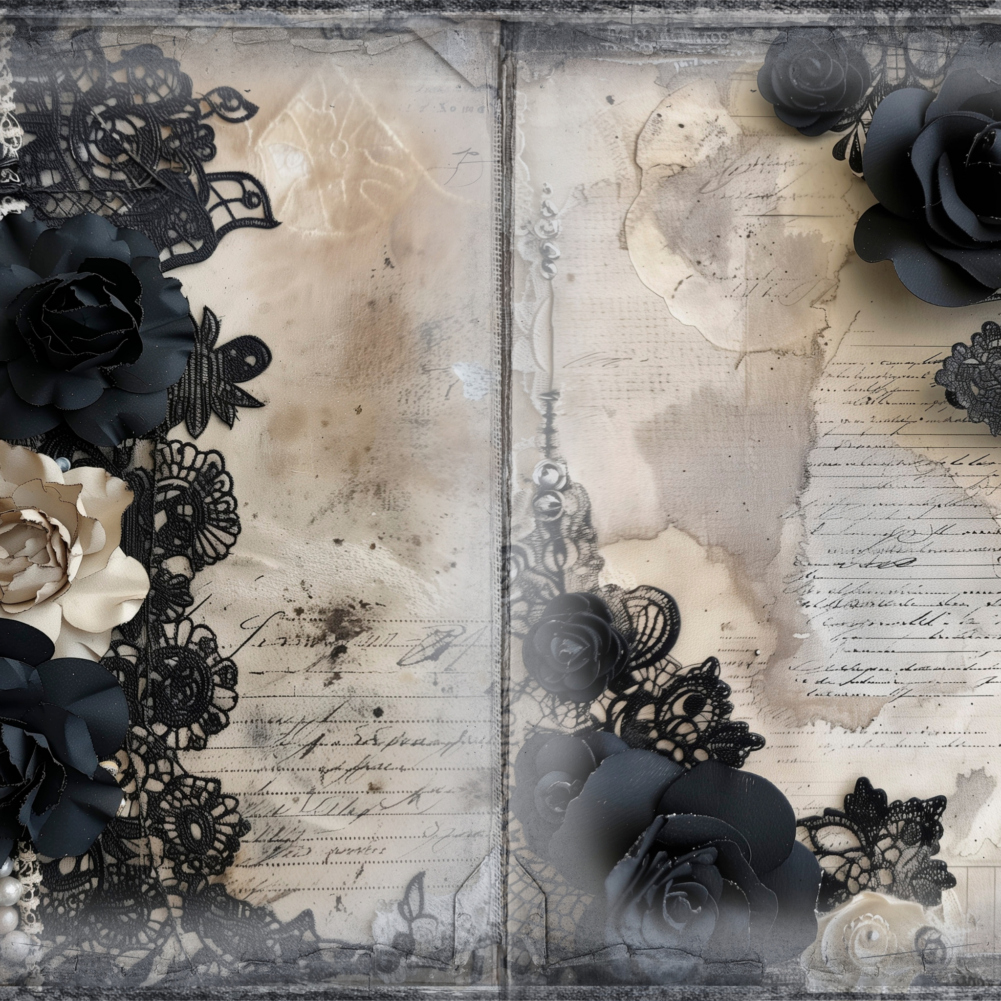 LunicArtDesign Dark Flora material paper 5.5 x 8.5 inches 20 different sheets