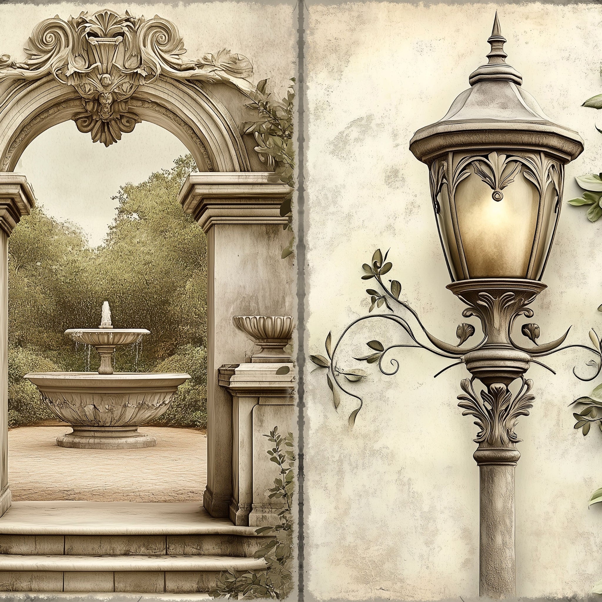 LunicArtDesign Gothic Garden material paper 5.5 x 8.5 inches 20 different sheets