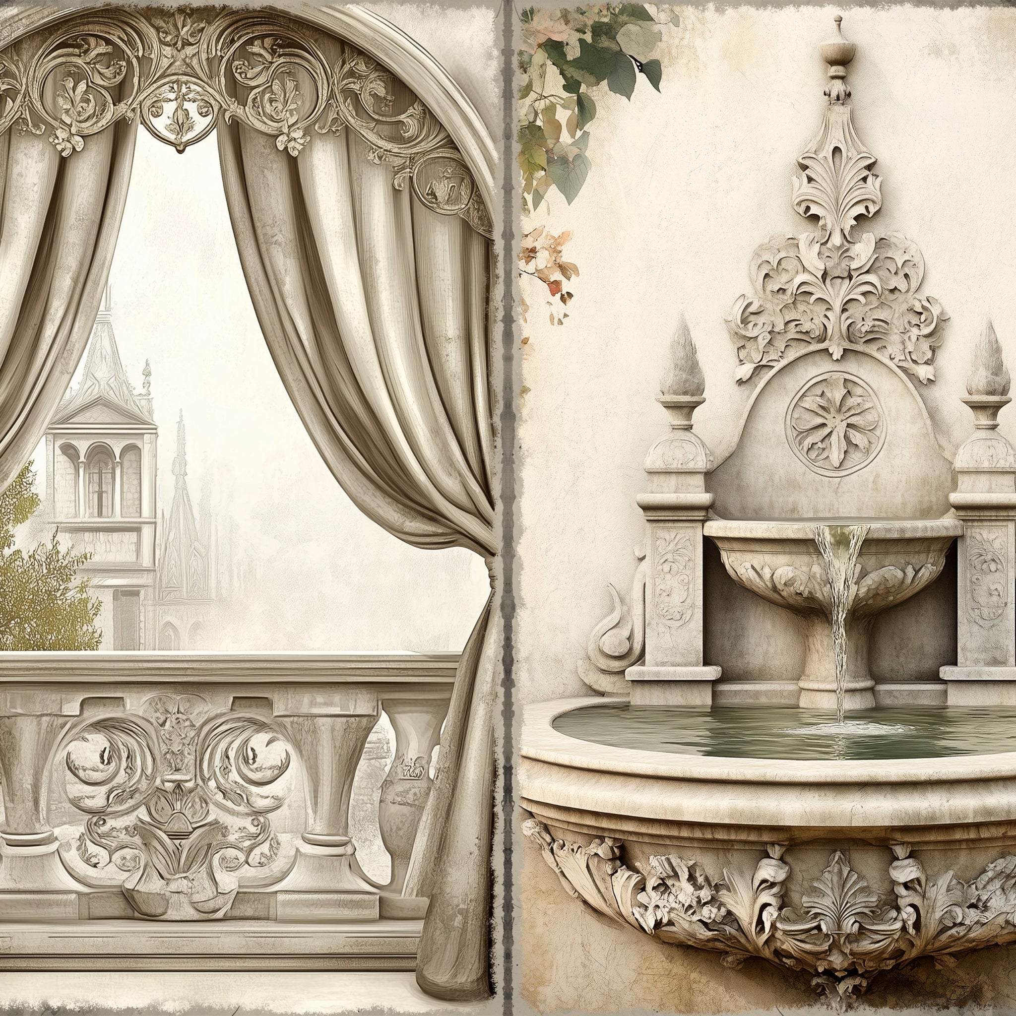 LunicArtDesign Gothic Garden material paper 5.5 x 8.5 inches 20 different sheets