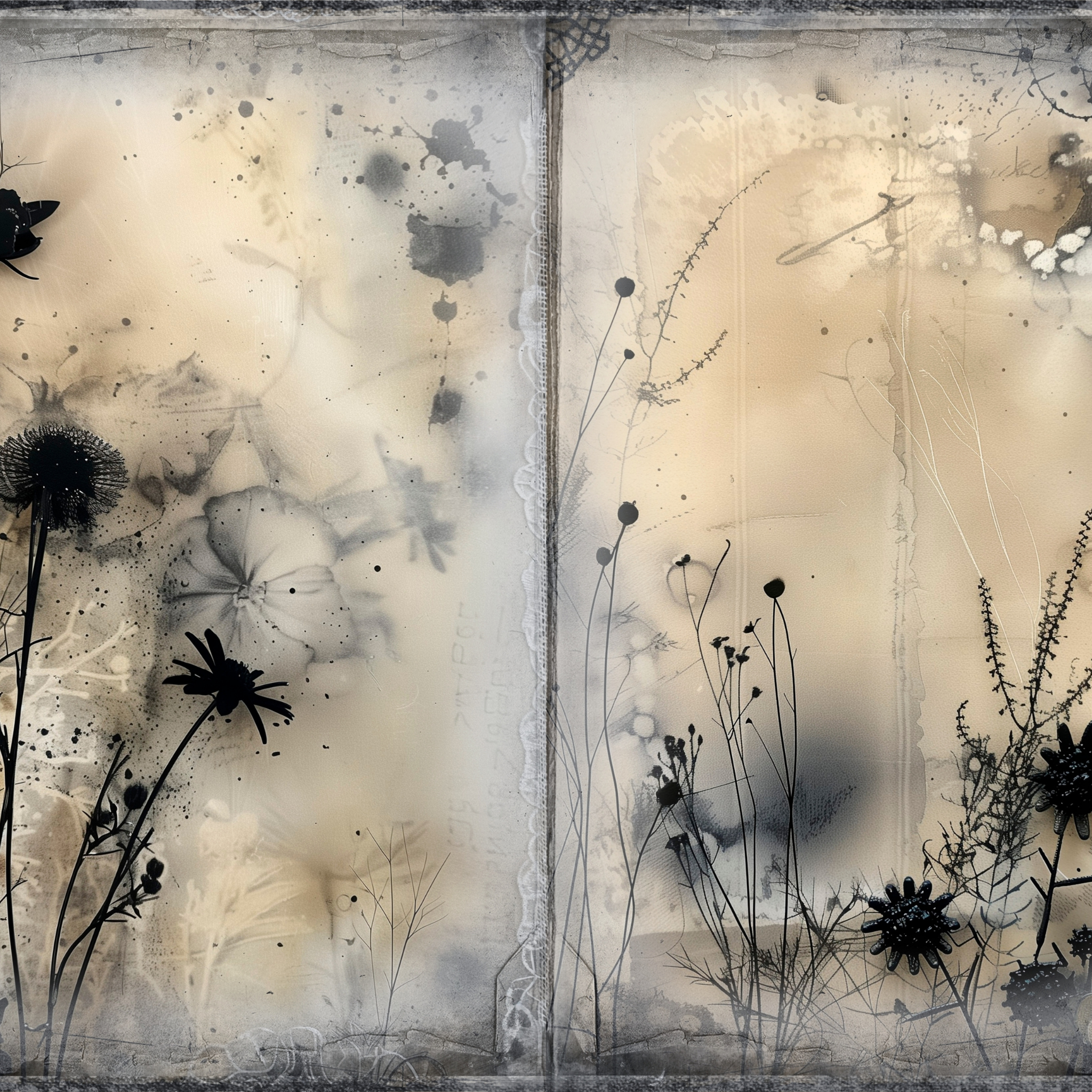 LunicArtDesign Dark Flora material paper 5.5 x 8.5 inches 20 different sheets