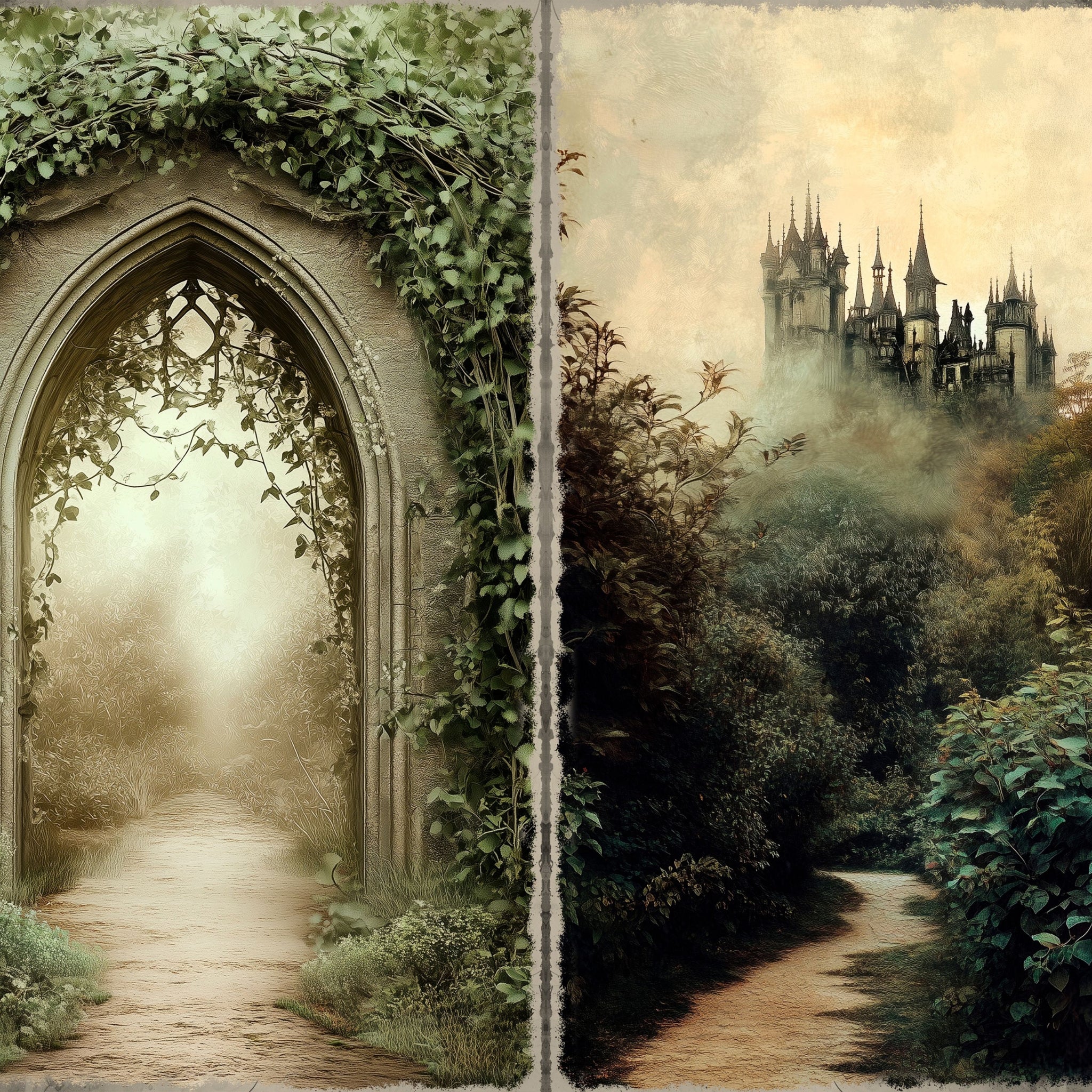 LunicArtDesign Gothic Garden material paper 5.5 x 8.5 inches 20 different sheets