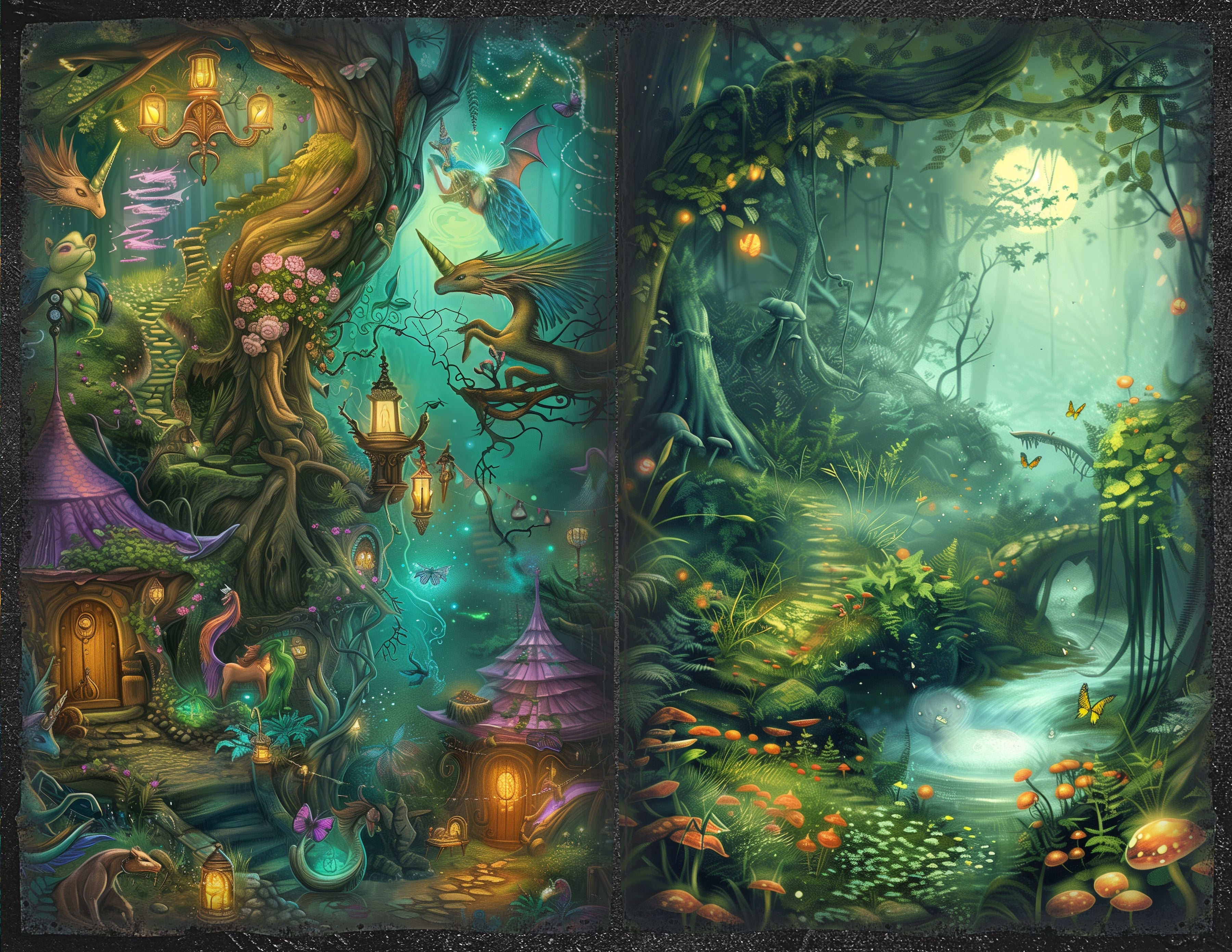 LunicArtDesign fantazy forest material paper 5.5 x 8.5 inches 20 different sheets