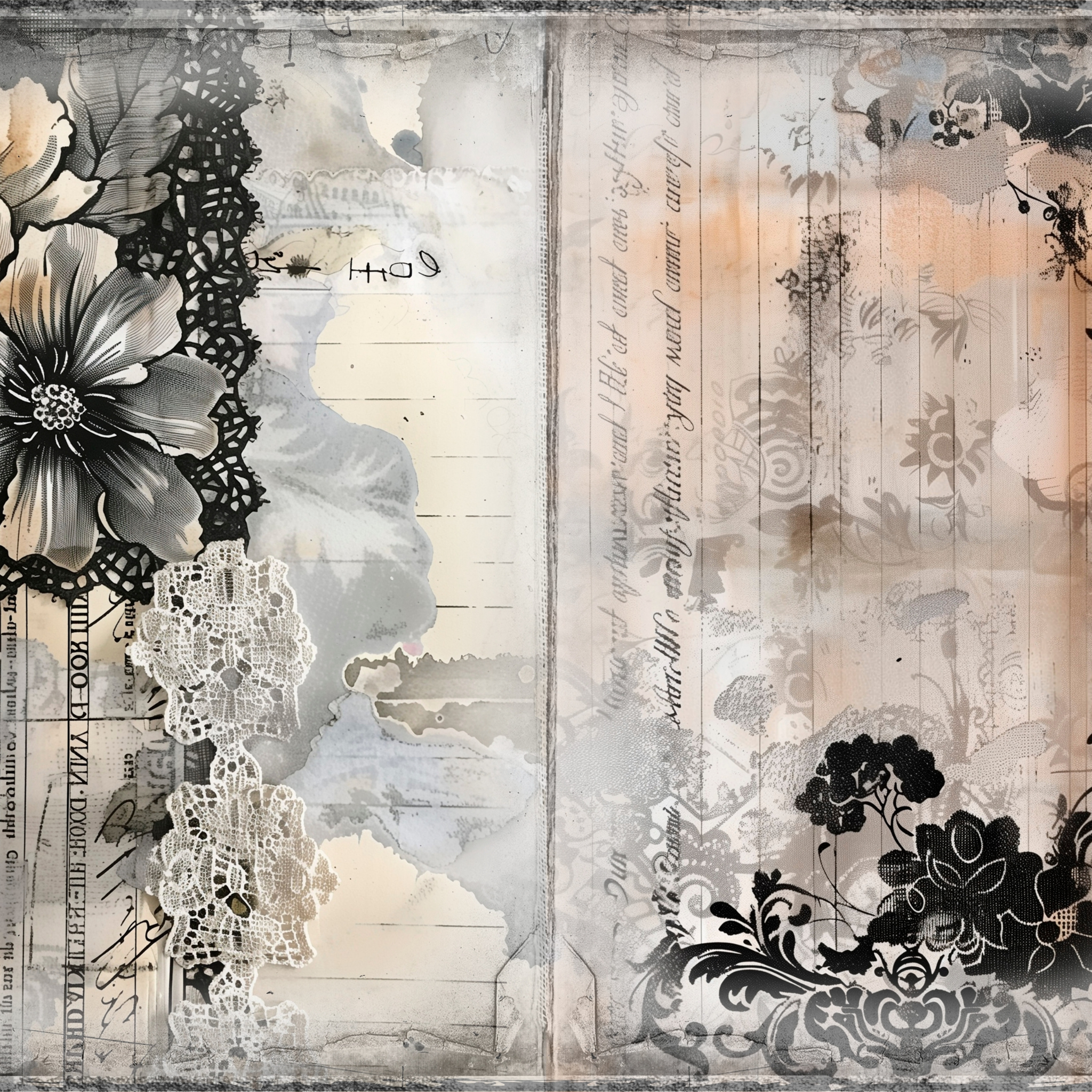 LunicArtDesign Dark Flora material paper 5.5 x 8.5 inches 20 different sheets