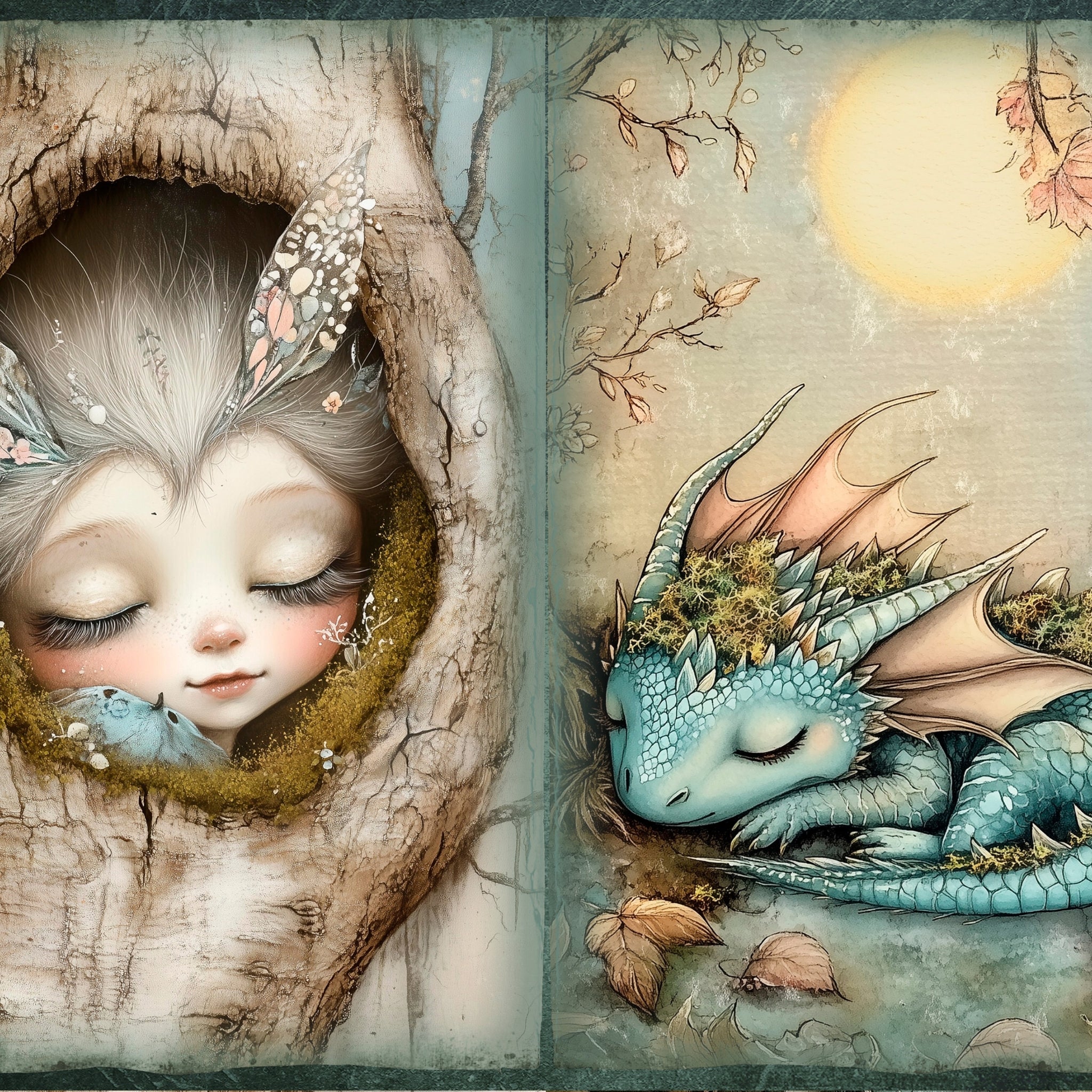 LunicArtDesign Fairy Tale Woodland material paper 5.5 x 8.5 inches 20 different sheets