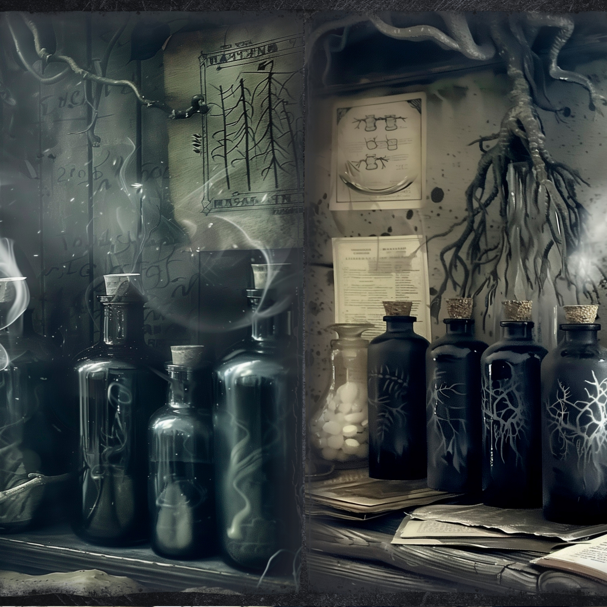 LunicArtDesign Dark Aphotecary material paper 5.5 x 8.5 inches 20 different sheets