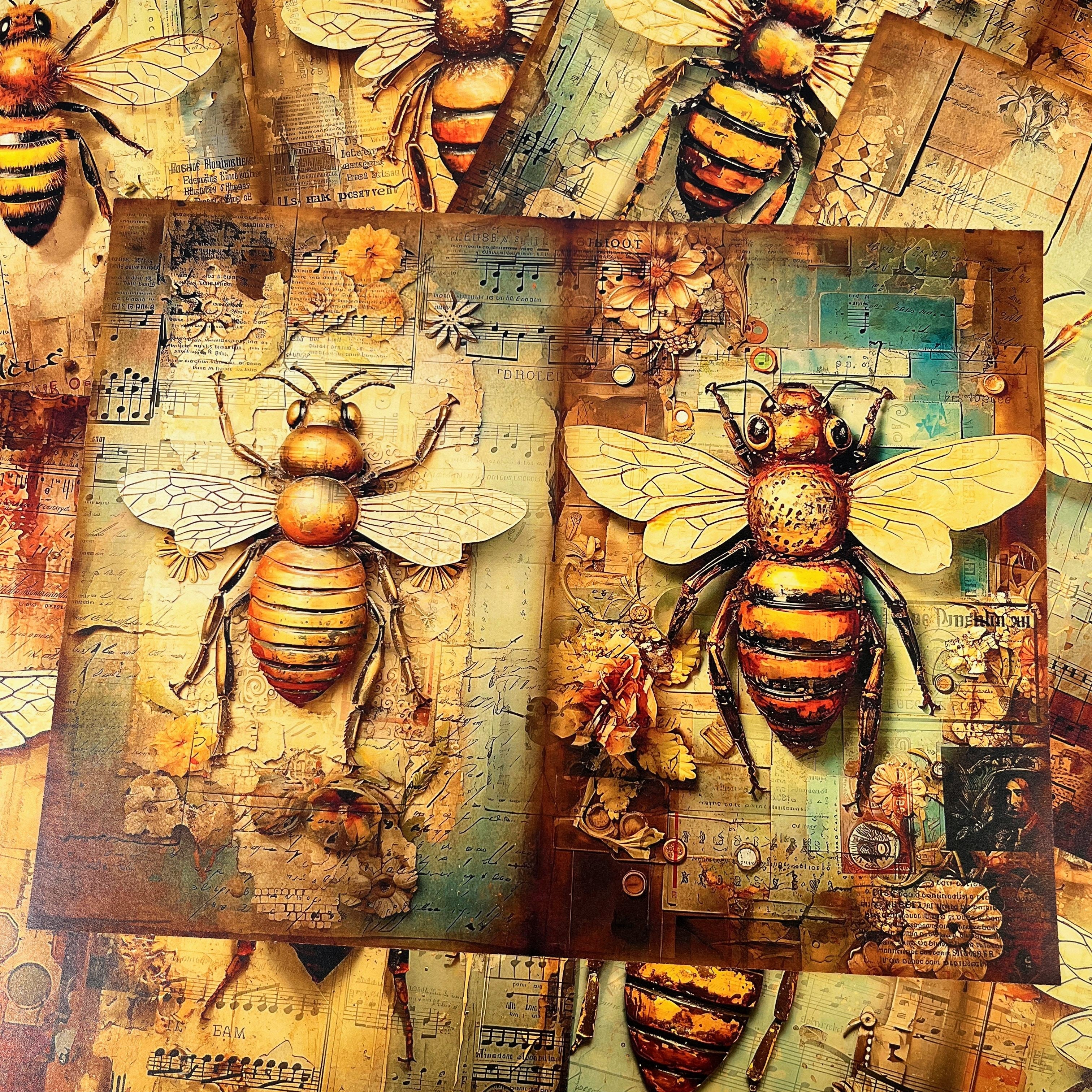 Steampunk Bee Material Paper 6 Sheets - ViktaShop