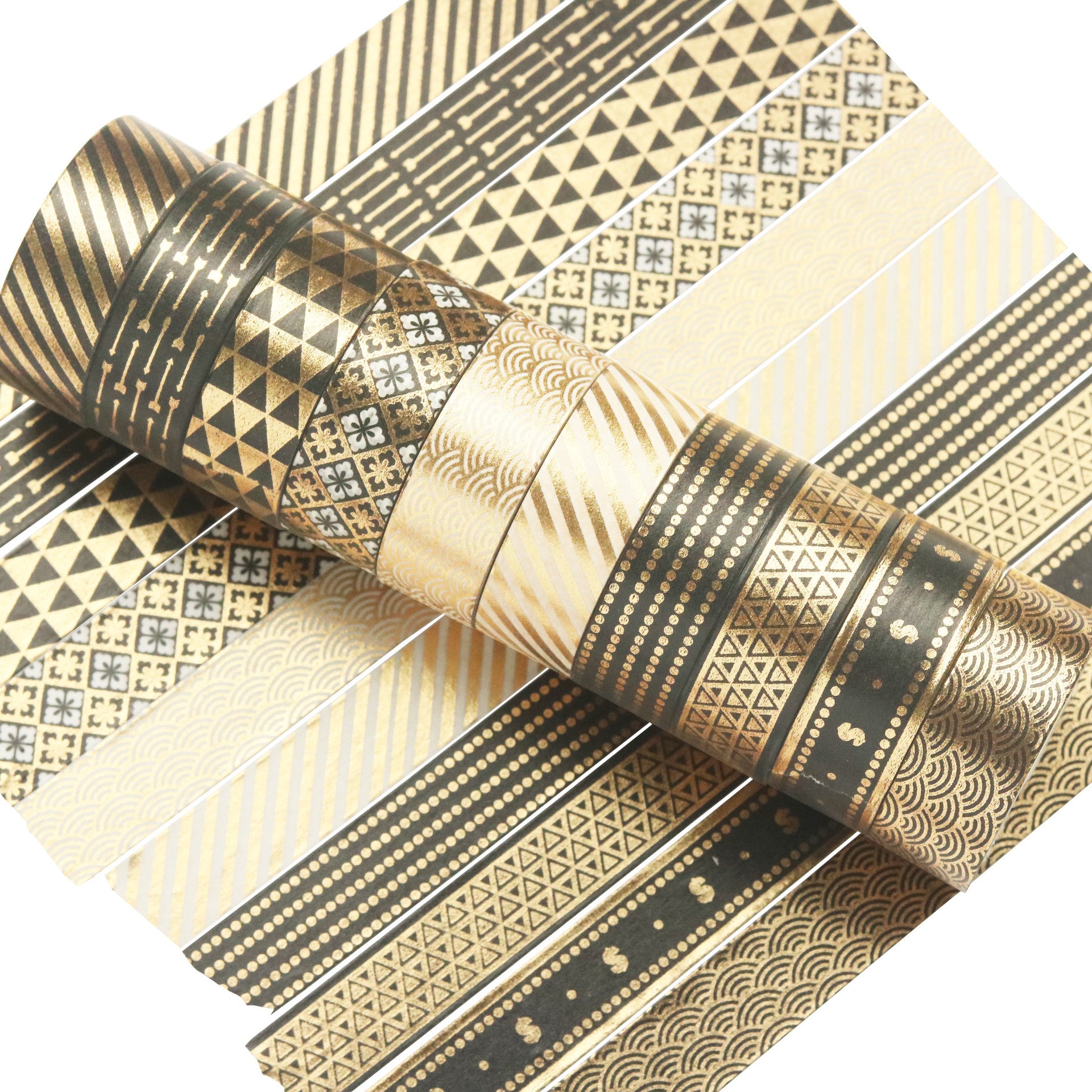 Black Bronzing Paper Tape Set – 10 Rolls Black & Gold - ViktaShop