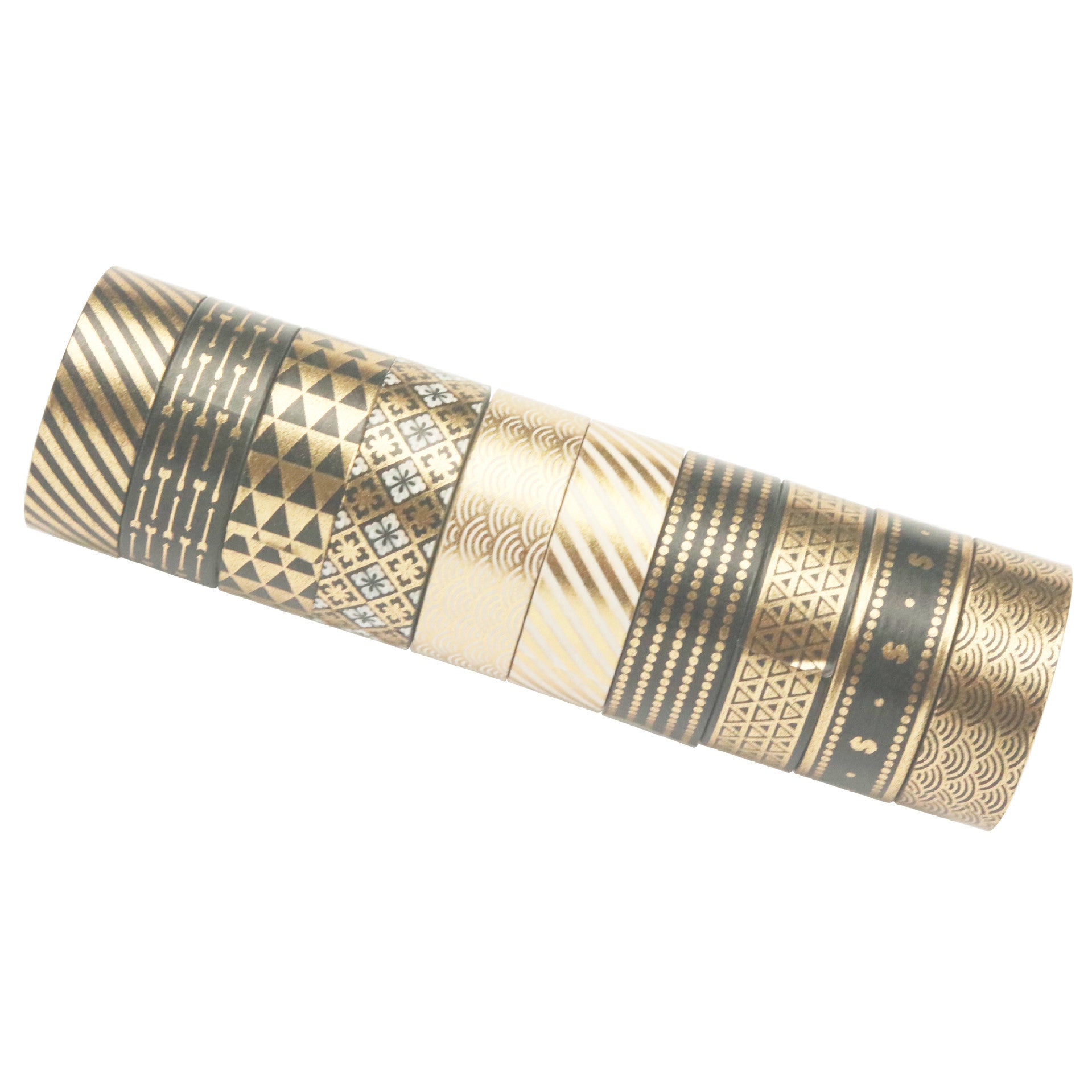 Black Bronzing Paper Tape Set – 10 Rolls Black & Gold - ViktaShop