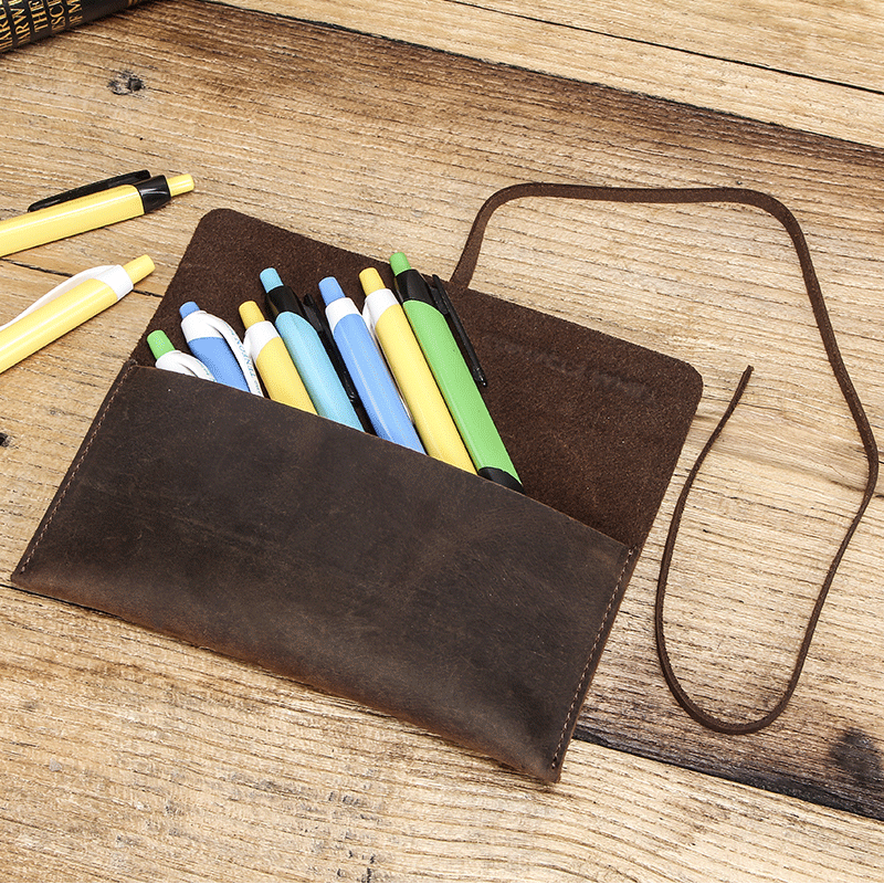 Genuine Leather Roll-Up Pencil Case - ViktaShop