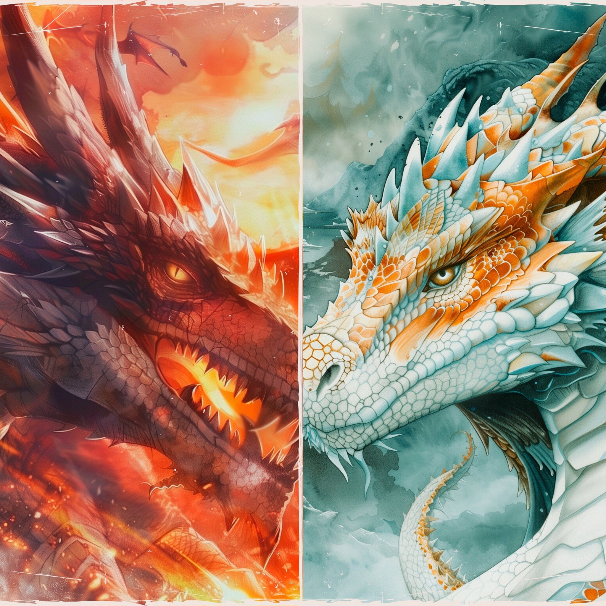 LunicArtDesign Dragons material paper 5.5 x 8.5 inches 20 different sheets