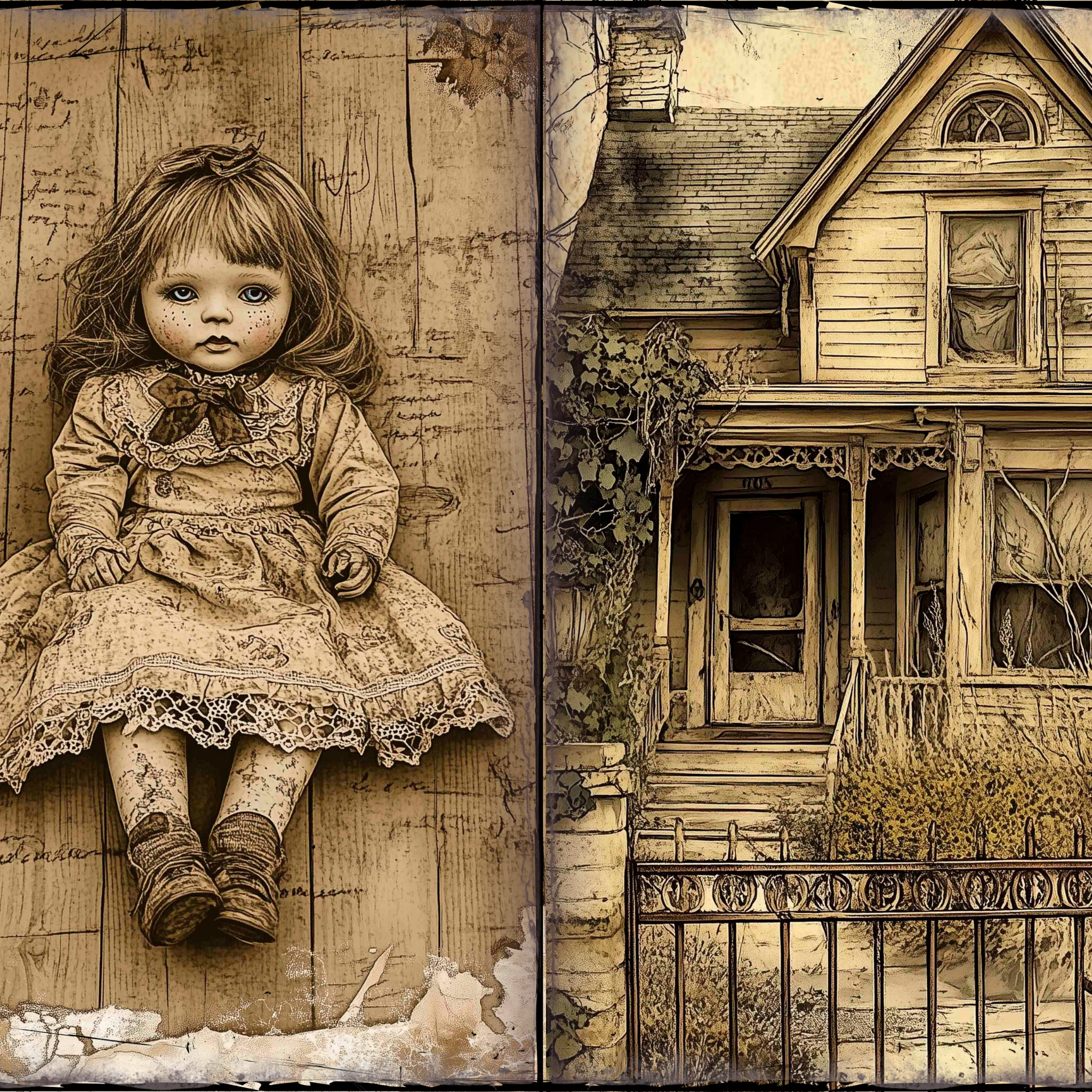LunicArtDesign Abandoned House material paper 5.5 x 8.5 inches 20 different sheets