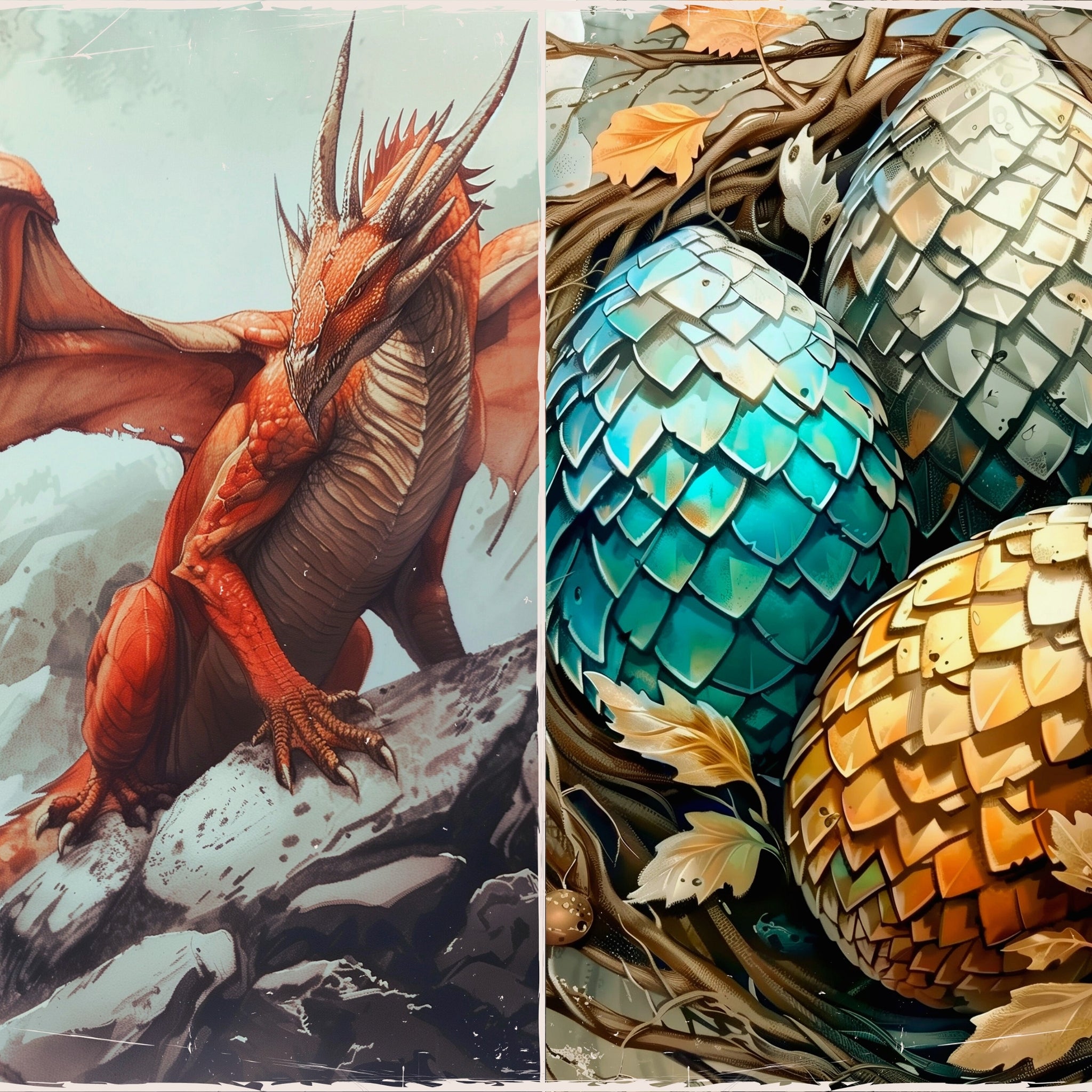 LunicArtDesign Dragons material paper 5.5 x 8.5 inches 20 different sheets