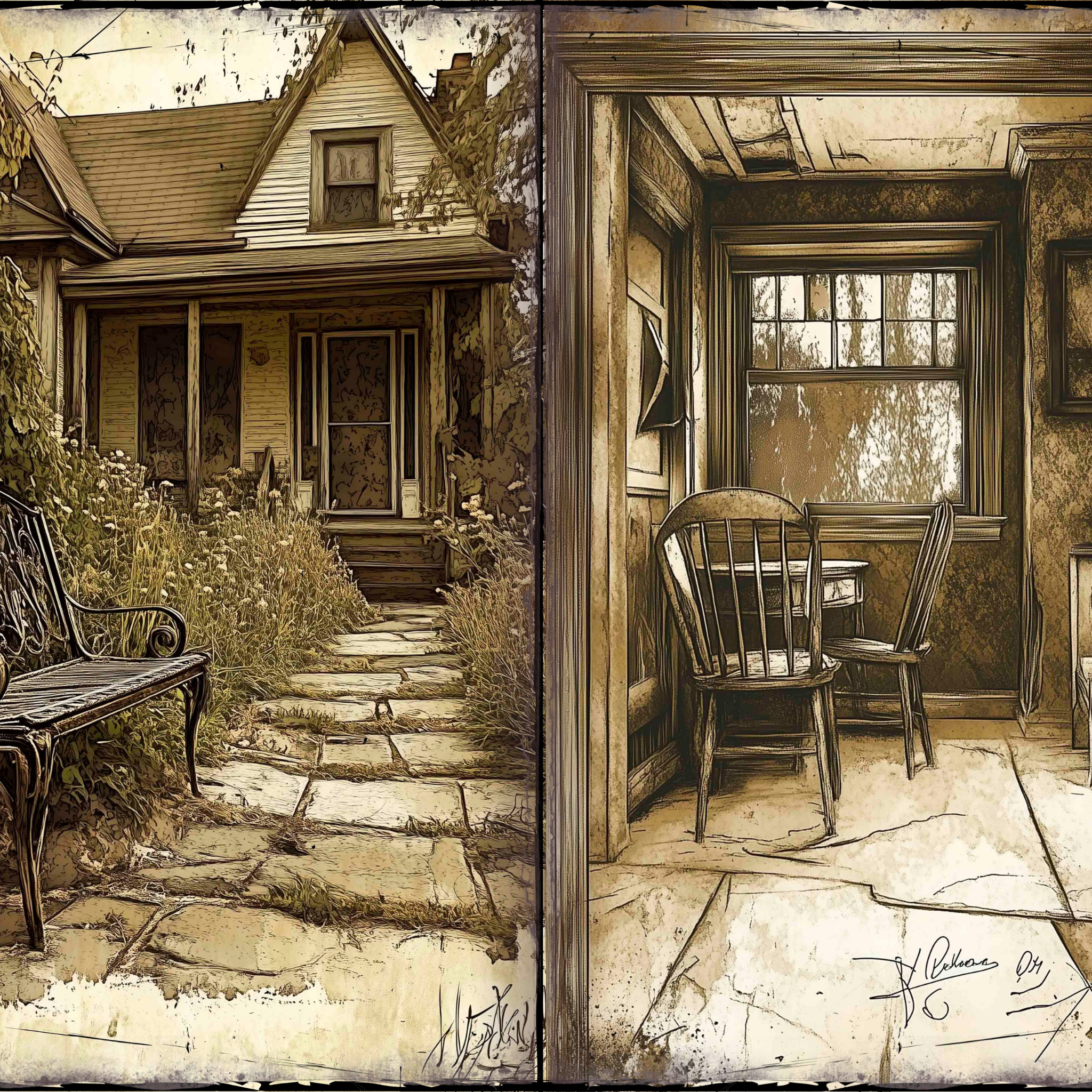 LunicArtDesign Abandoned House material paper 5.5 x 8.5 inches 20 different sheets