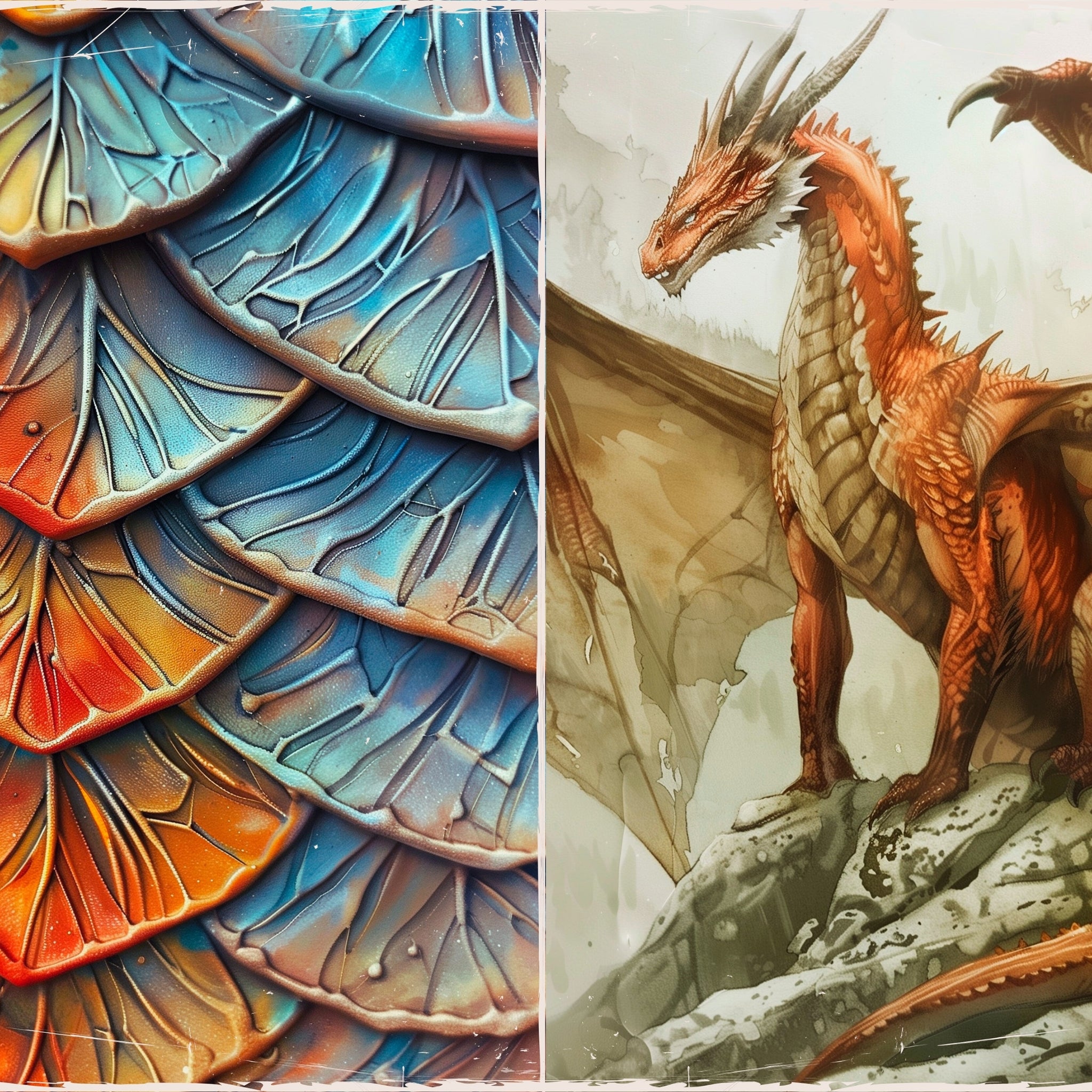 LunicArtDesign Dragons material paper 5.5 x 8.5 inches 20 different sheets