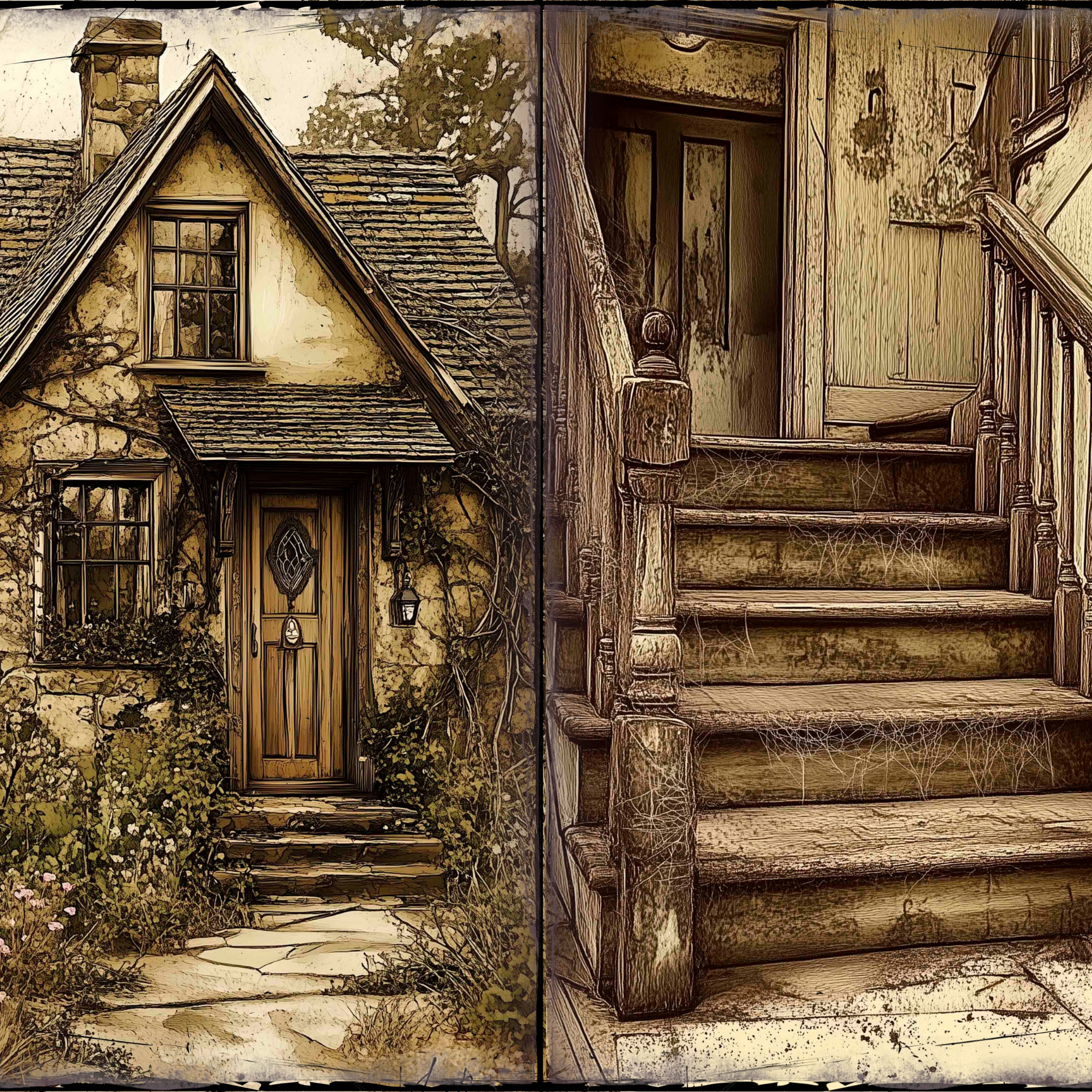 LunicArtDesign Abandoned House material paper 5.5 x 8.5 inches 20 different sheets