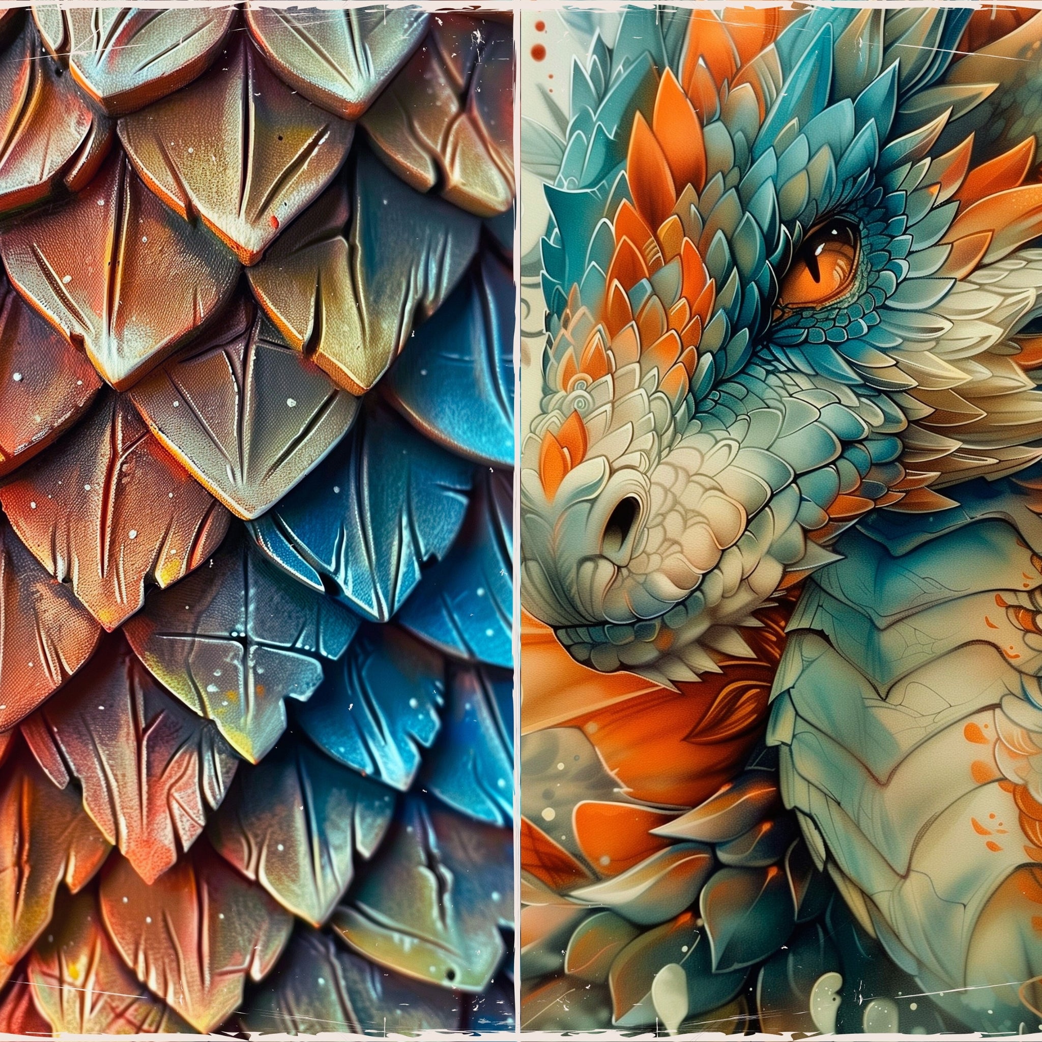 LunicArtDesign Dragons material paper 5.5 x 8.5 inches 20 different sheets