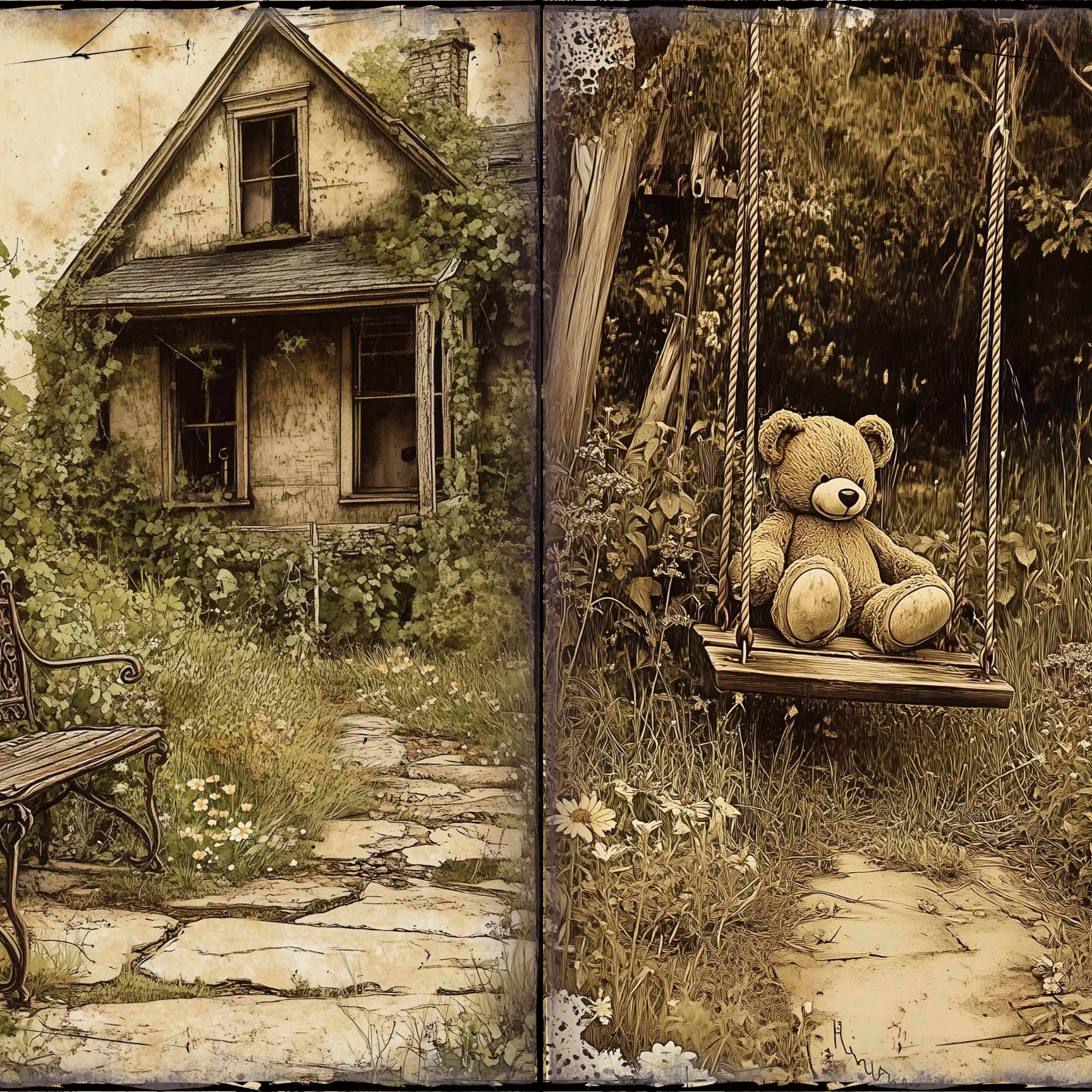 LunicArtDesign Abandoned House material paper 5.5 x 8.5 inches 20 different sheets
