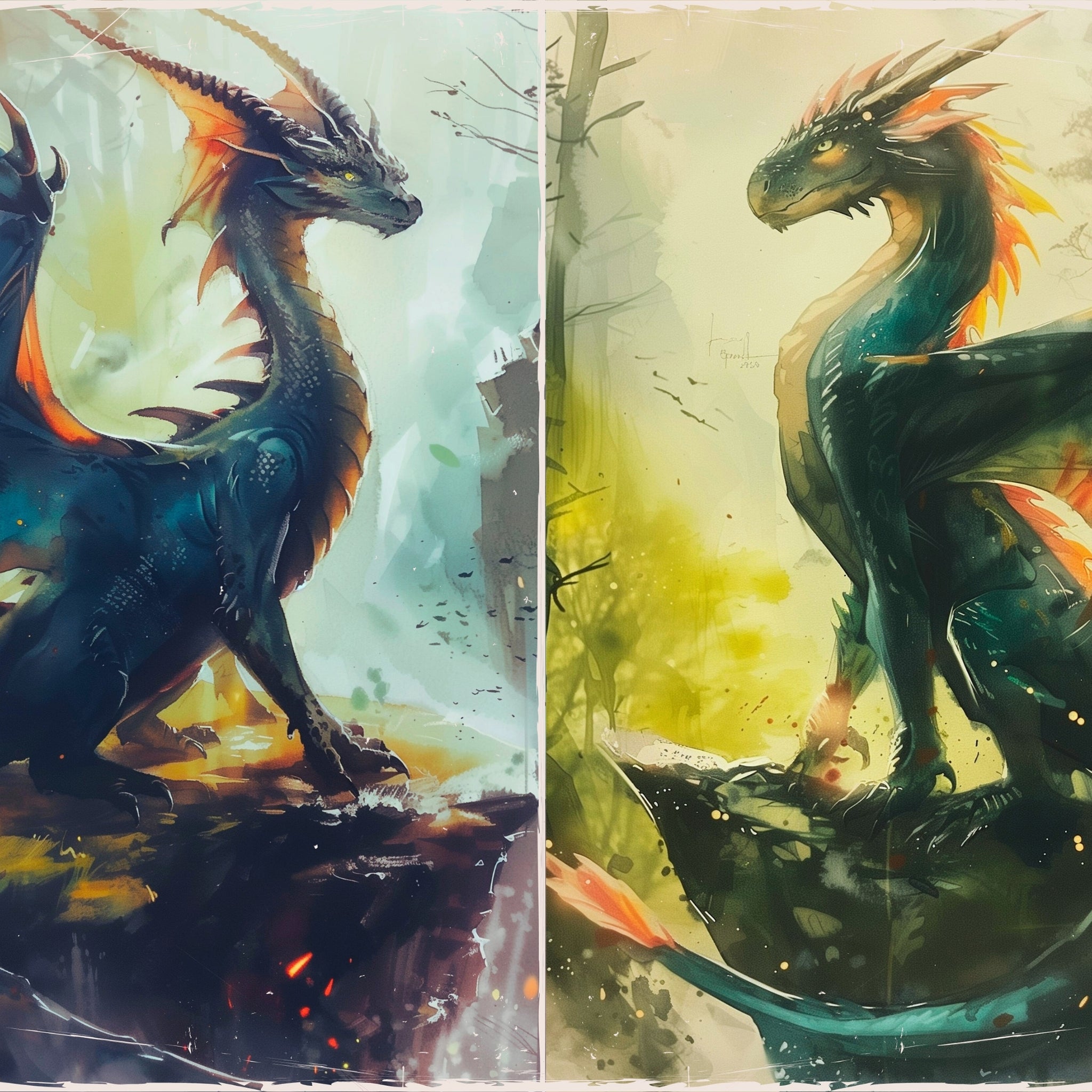 LunicArtDesign Dragons material paper 5.5 x 8.5 inches 20 different sheets
