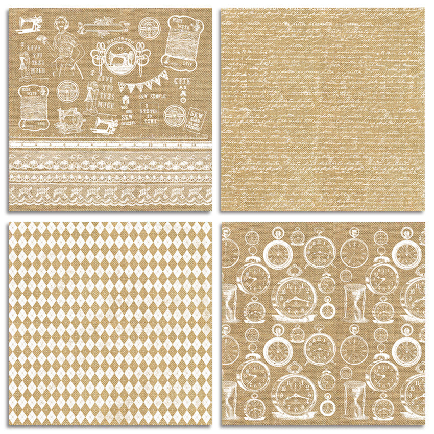 Gold DIY Scrapbook & Card Material Pattern Paper, Single-Sided - 24 sheets - ViktaShop