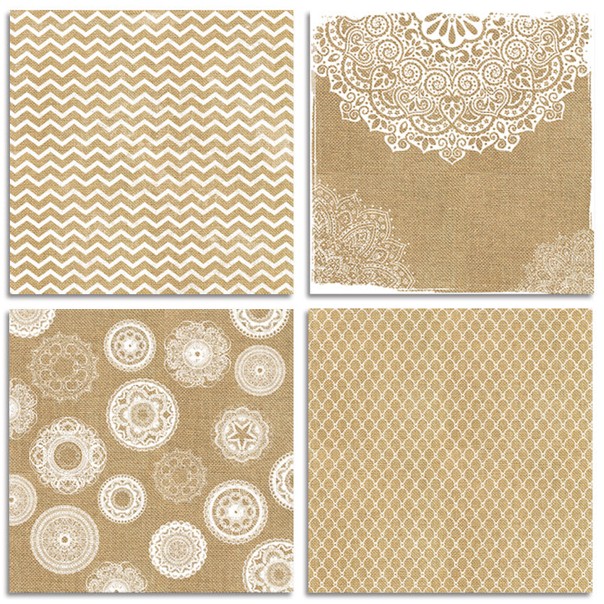 Gold DIY Scrapbook & Card Material Pattern Paper, Single-Sided - 24 sheets - ViktaShop