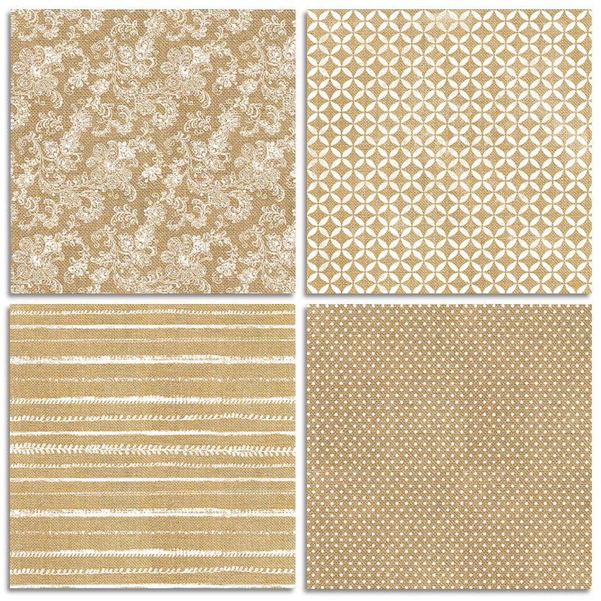 Gold DIY Scrapbook & Card Material Pattern Paper, Single-Sided - 24 sheets - ViktaShop