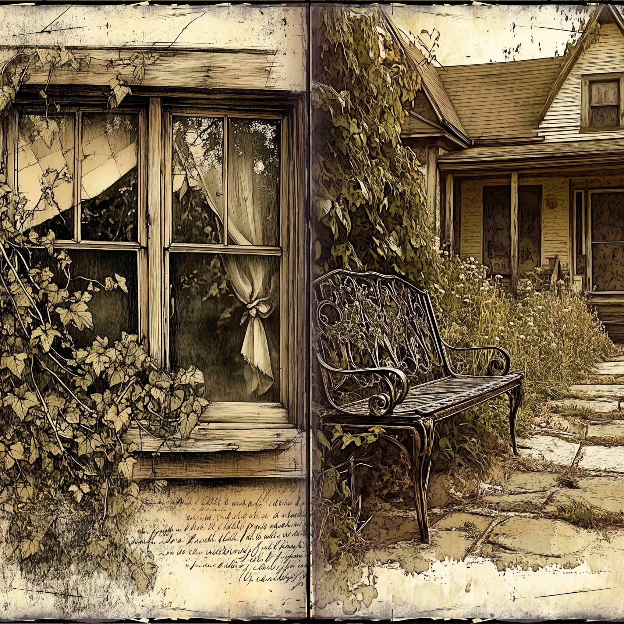 LunicArtDesign Abandoned House material paper 5.5 x 8.5 inches 20 different sheets