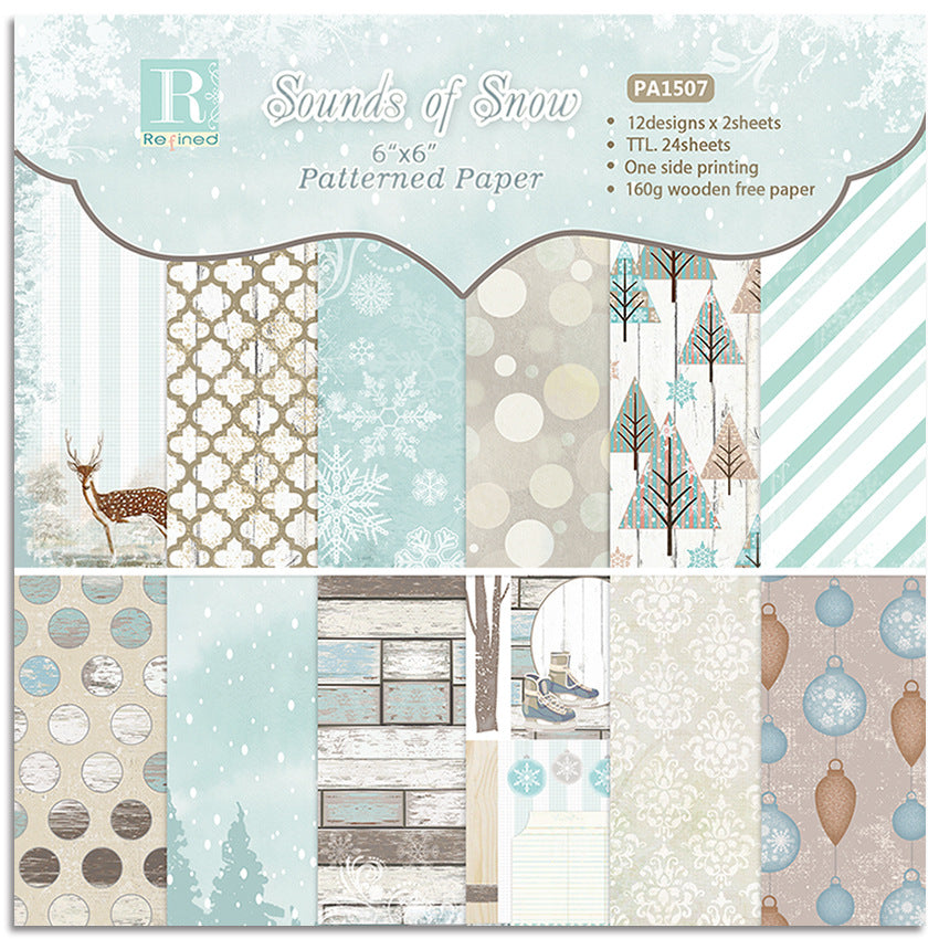 Sounds of Snow DIY Photo Album Scrapbook Pattern Paper - 24 Sheets - ViktaShop