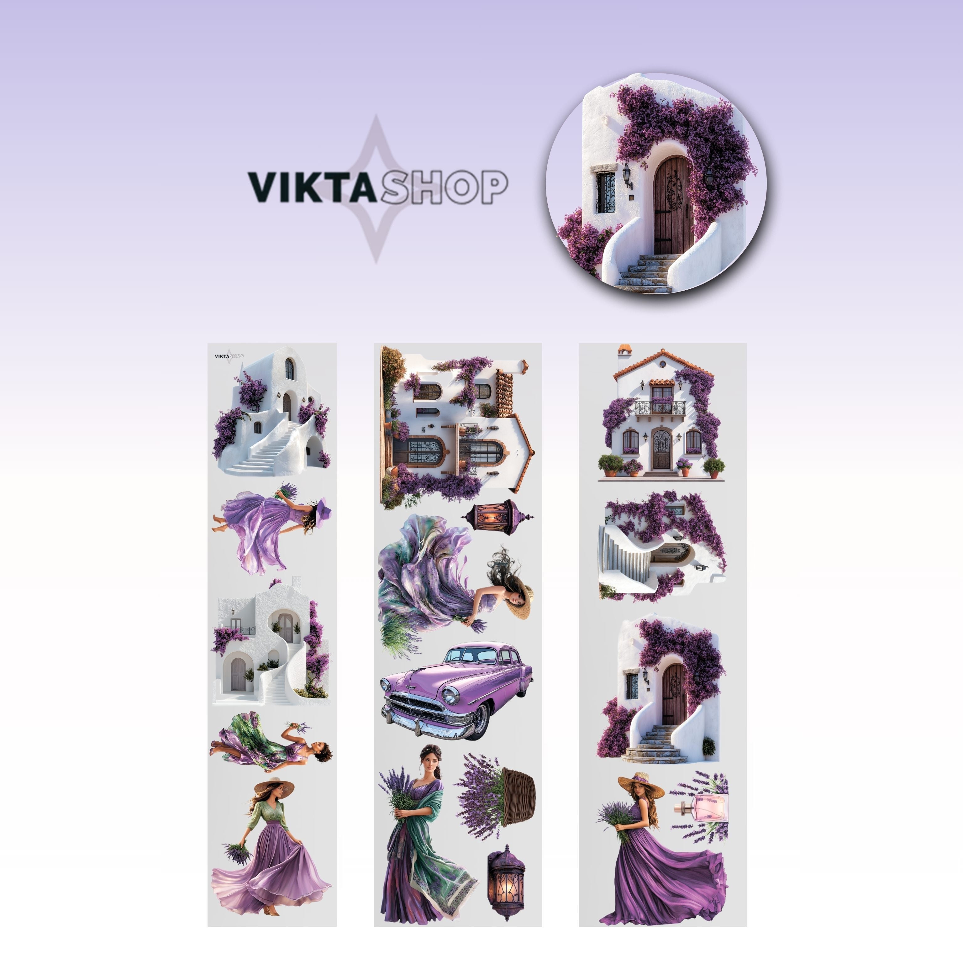 Viktashop Purple Levander series 1 PET Tape 10cm x 1.25m - ViktaShop