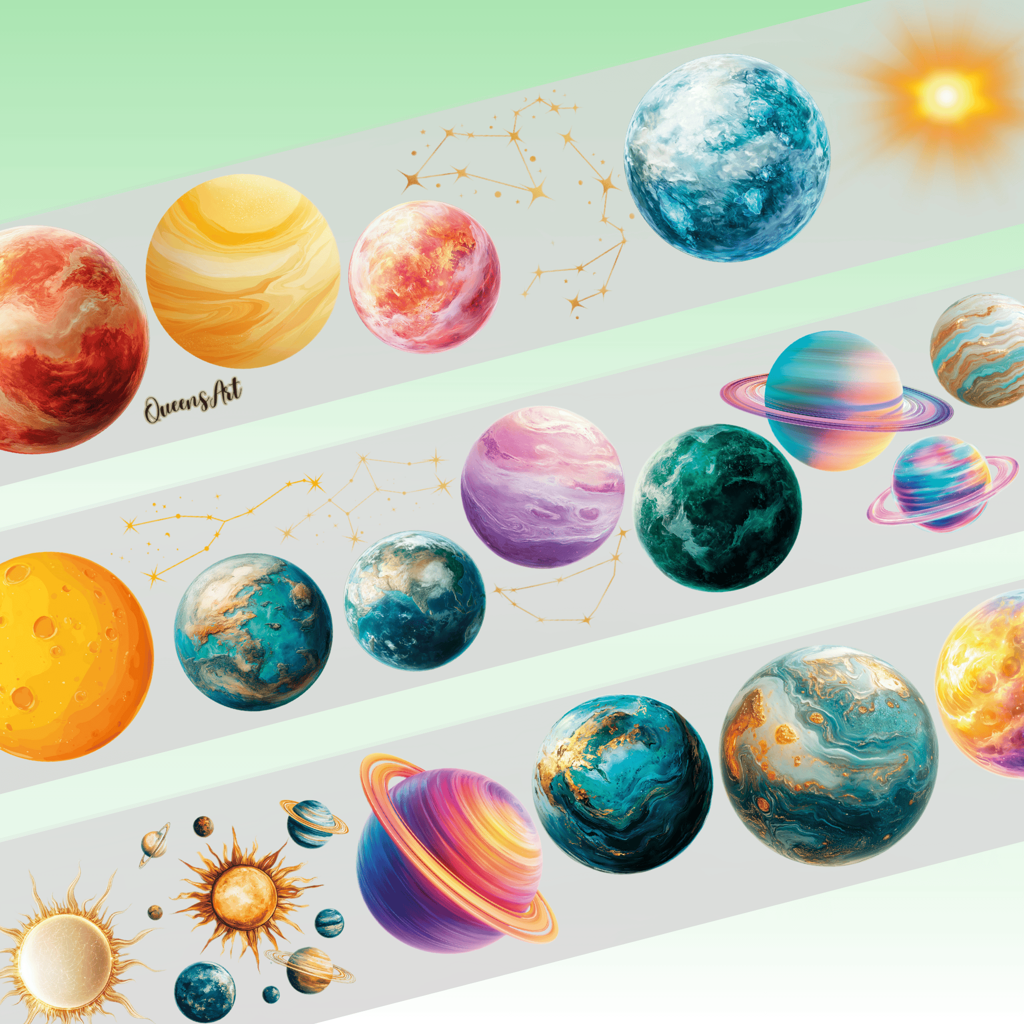 Queens Art Planets PET tape 8cm x 1,25m