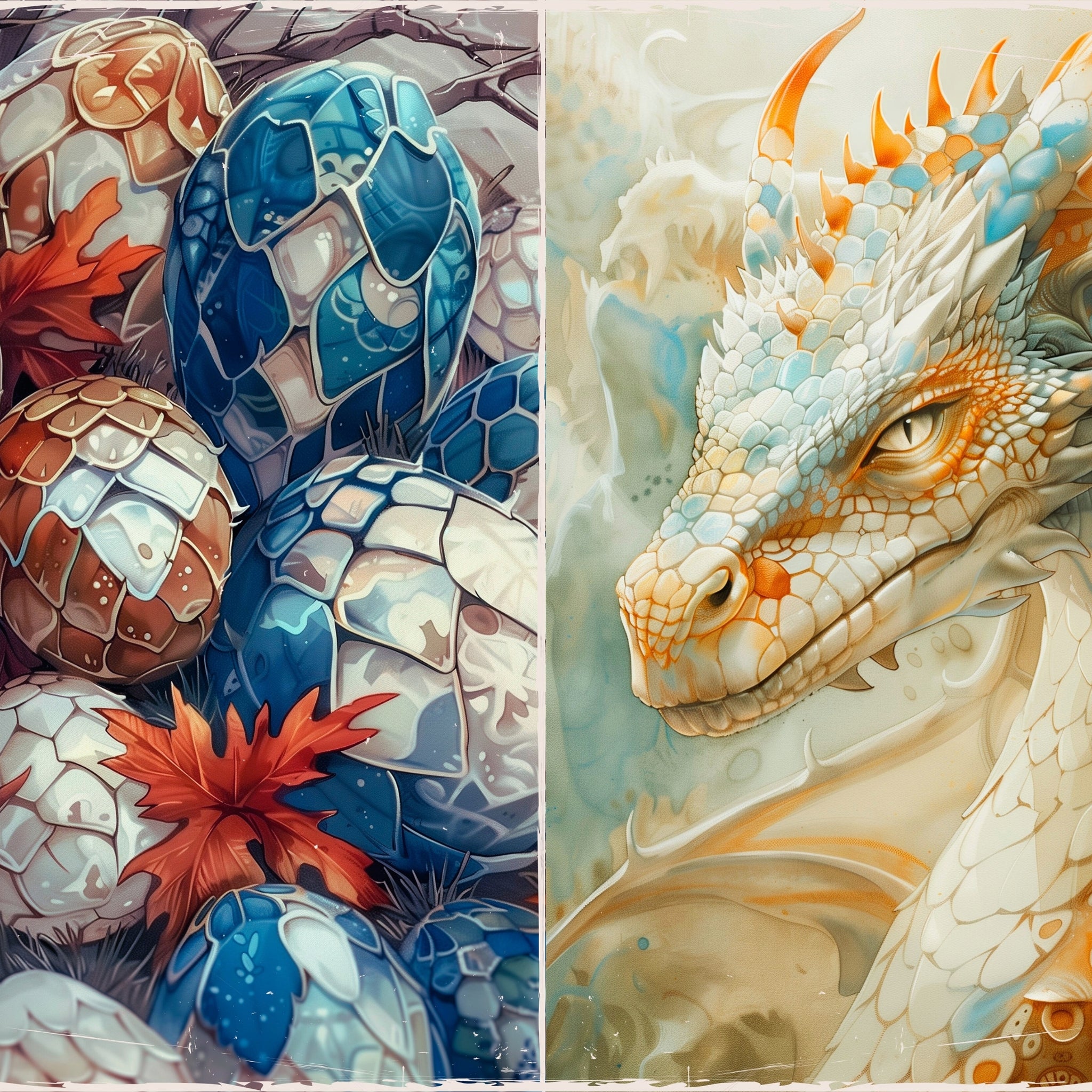 LunicArtDesign Dragons material paper 5.5 x 8.5 inches 20 different sheets