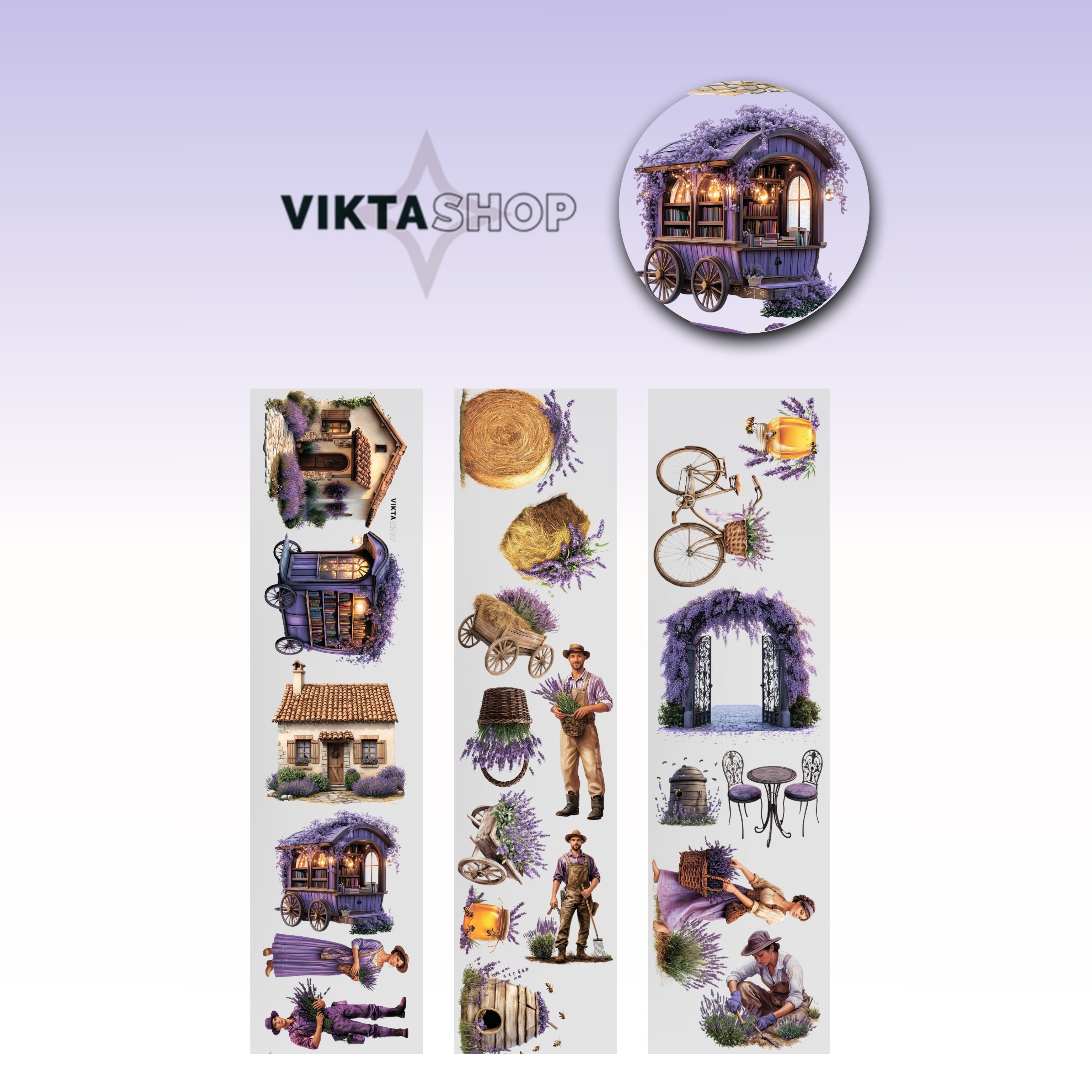 Viktashop Purple Levander series 3 PET Tape 10cm x 1.25m - ViktaShop
