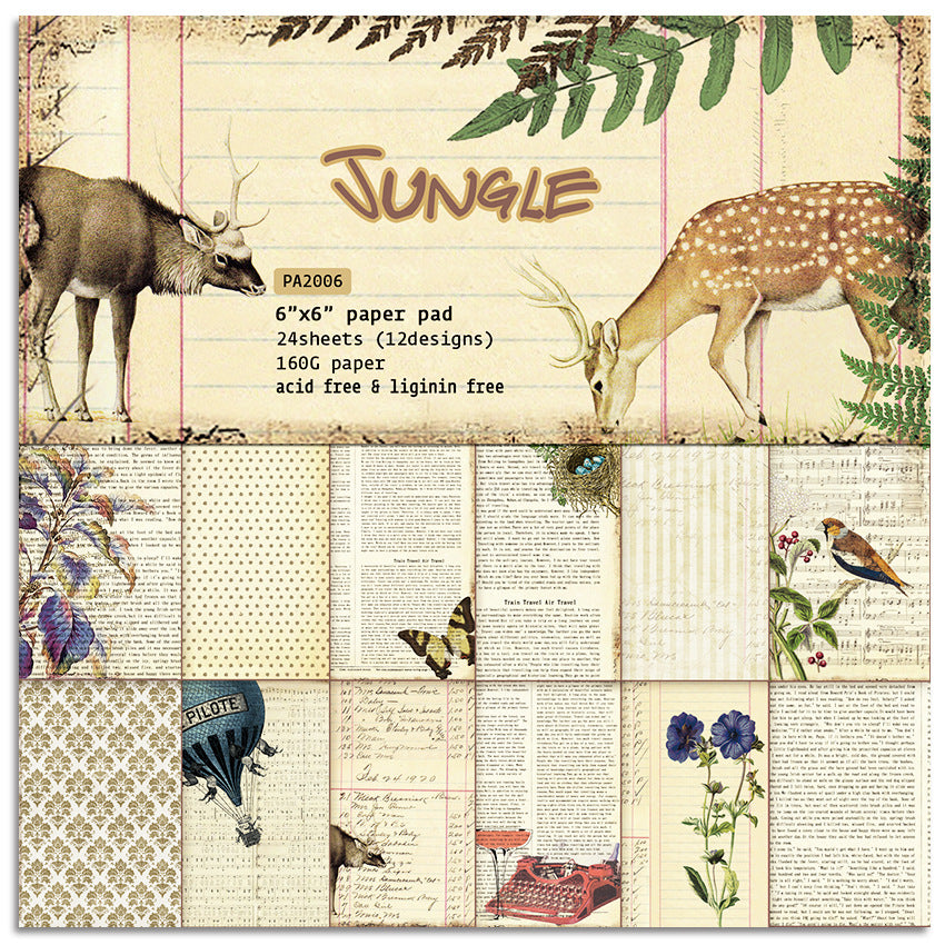 Jungle Pattern Background Paper – 24 Sheets - ViktaShop