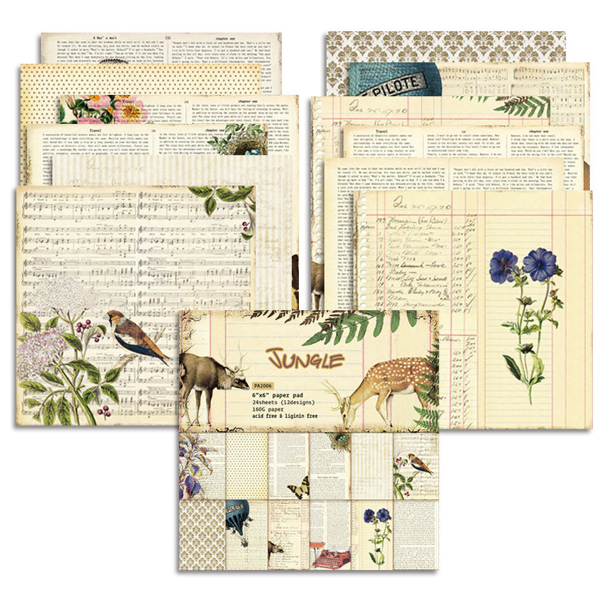 Jungle Pattern Background Paper – 24 Sheets - ViktaShop