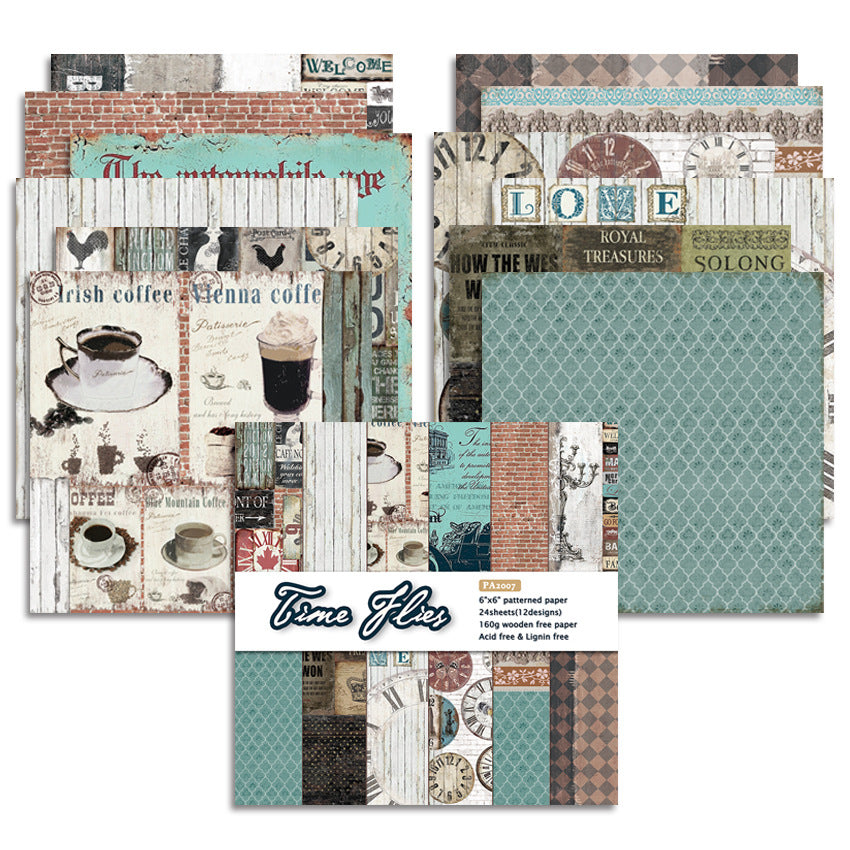 Caffeteria S DIY Photo Album Junk Journal Pattern Paper - 24 Sheets - ViktaShop