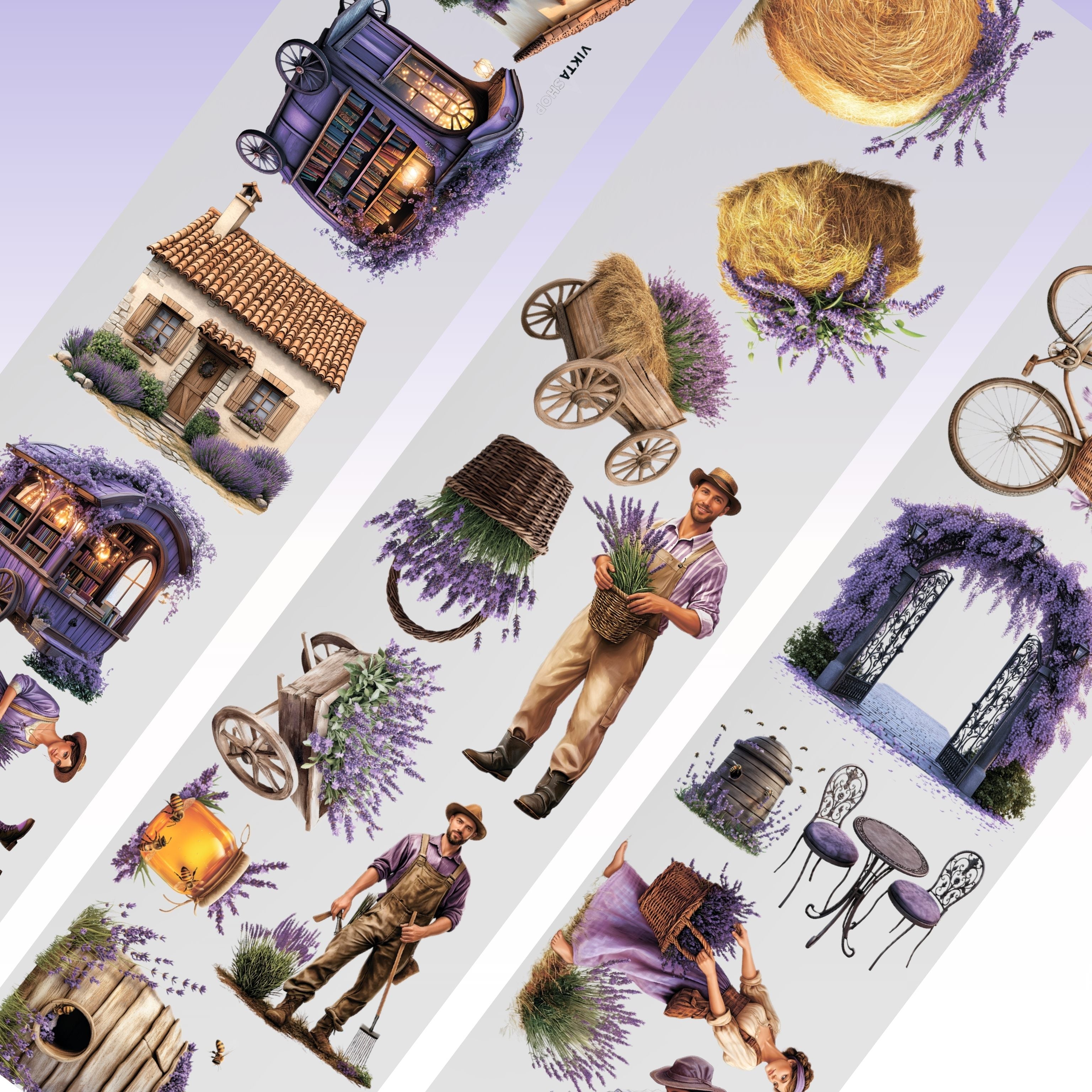 Viktashop Purple Levander series 3 PET Tape 10cm x 1.25m - ViktaShop