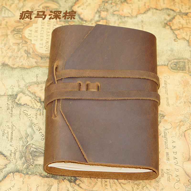 Genuine Cowhide Travel Notebook – Hand-Tied Rope Journal, 2 Options - ViktaShop