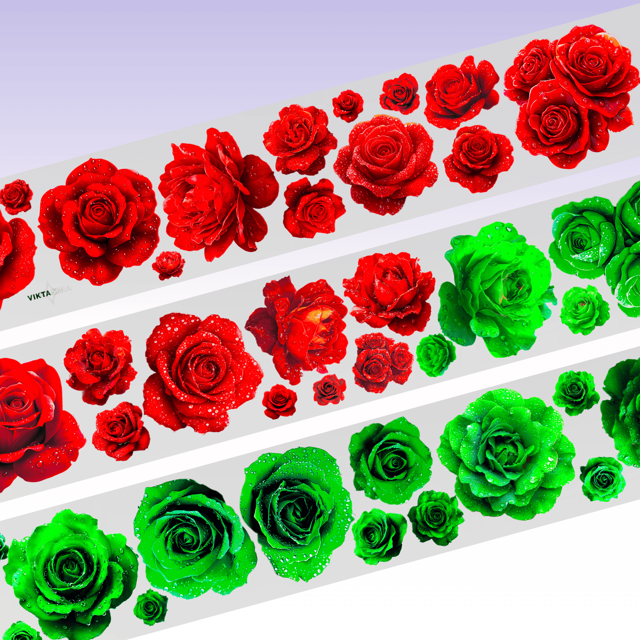 Viktashop Red Green Rose PET tape 6cm x 1m