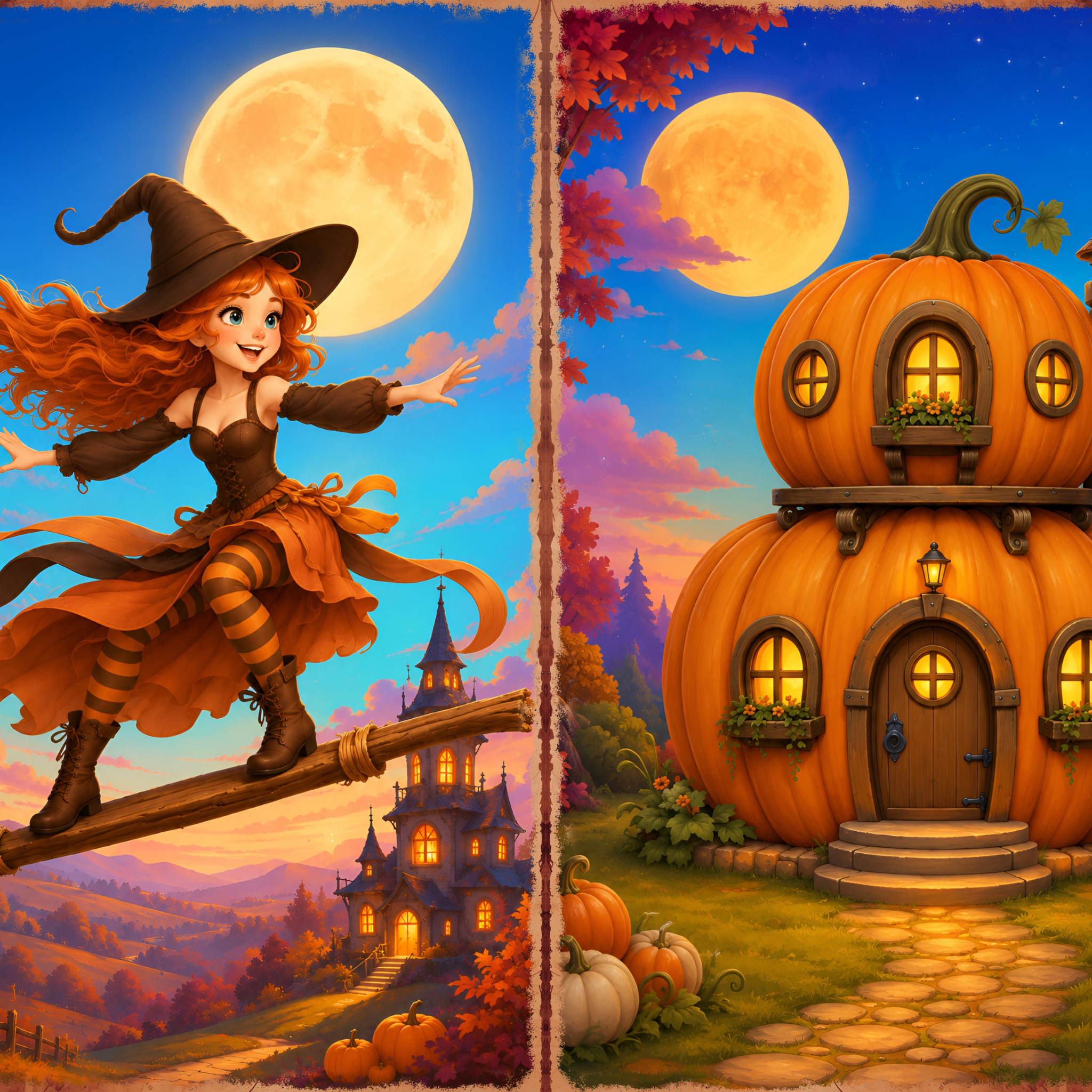 LunicArtDesign Witch Halloween material paper 5.5 x 8.5 inches 20 different sheets