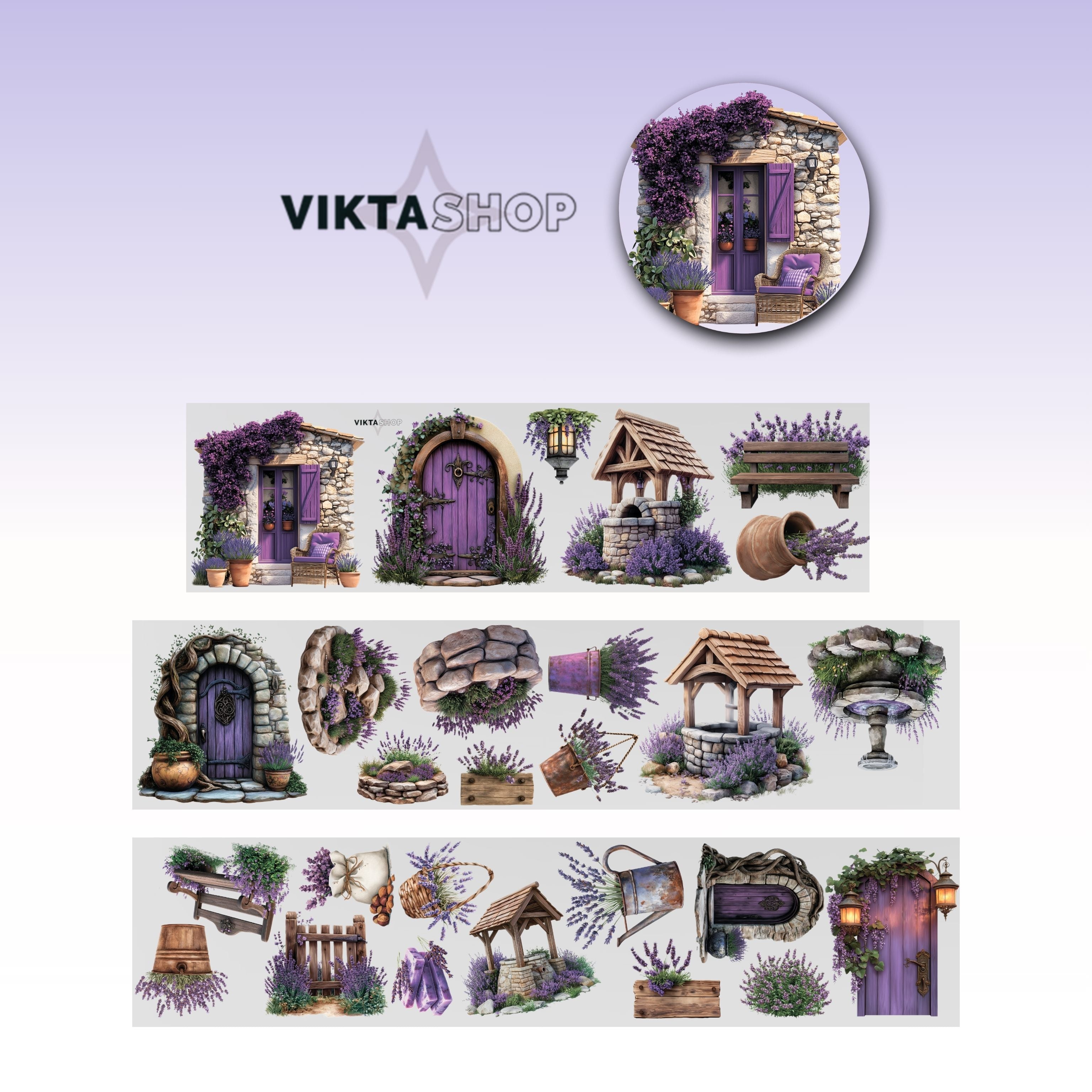 Viktashop Purple Levander series 2 PET Tape 10cm x 1.25m - ViktaShop
