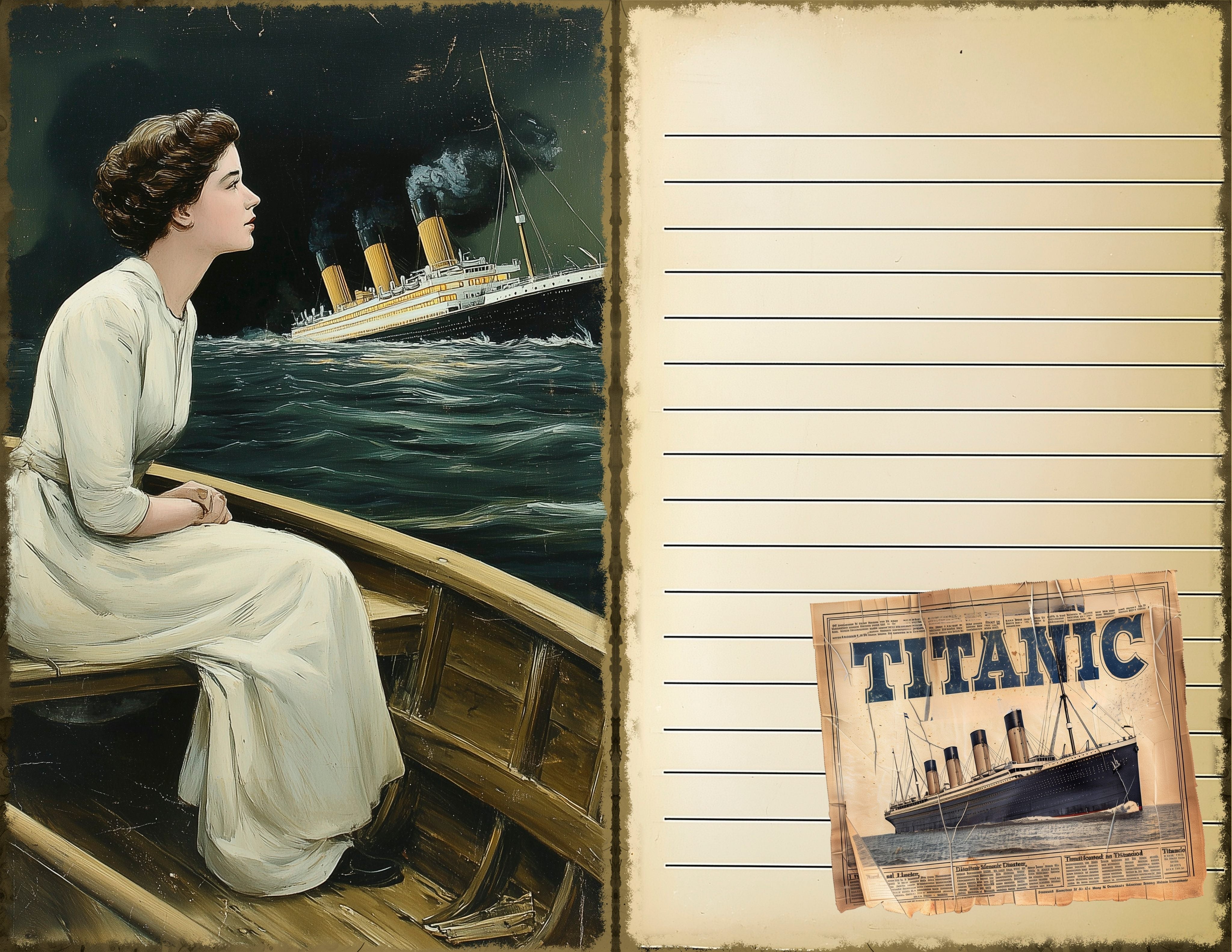 LunicArtDesign Titanic paper 5.5 x 8.5 inches 20 different sheets - ViktaShop